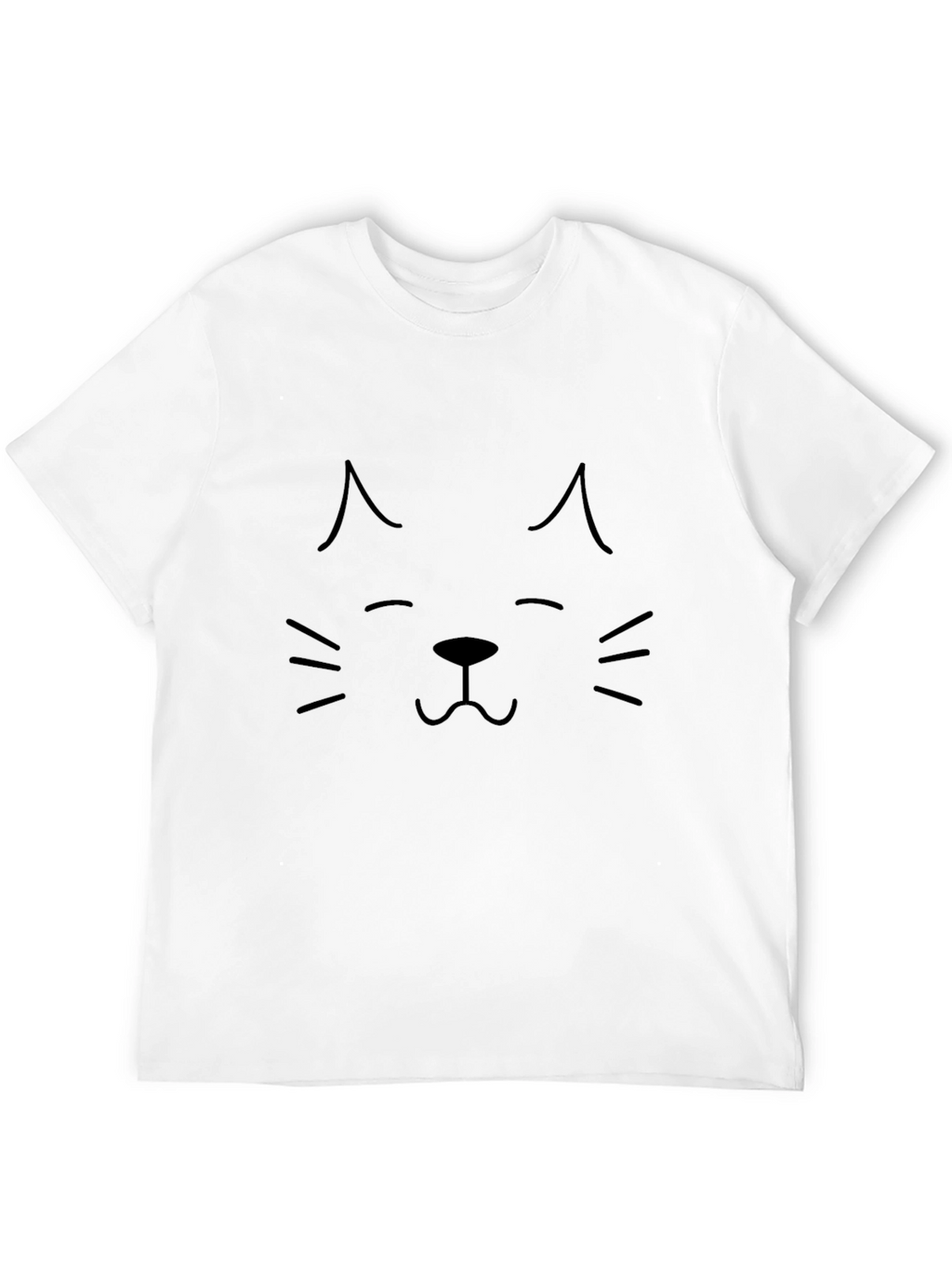 Cute Cat Face Graphic Black T-Shirt