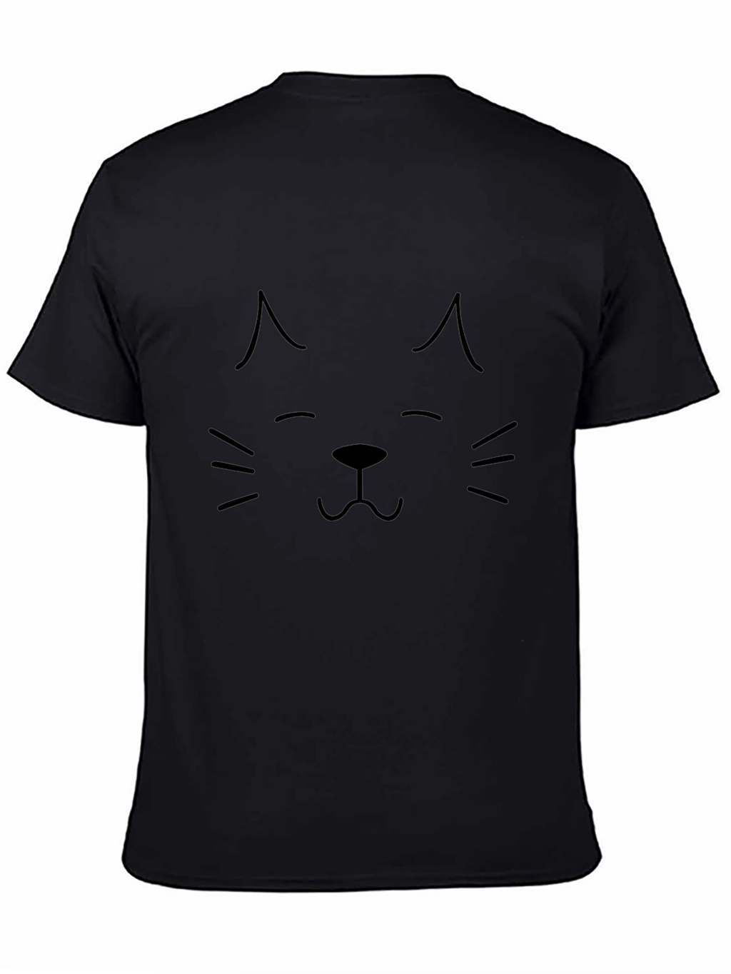 Cute Cat Face Graphic Black T-Shirt