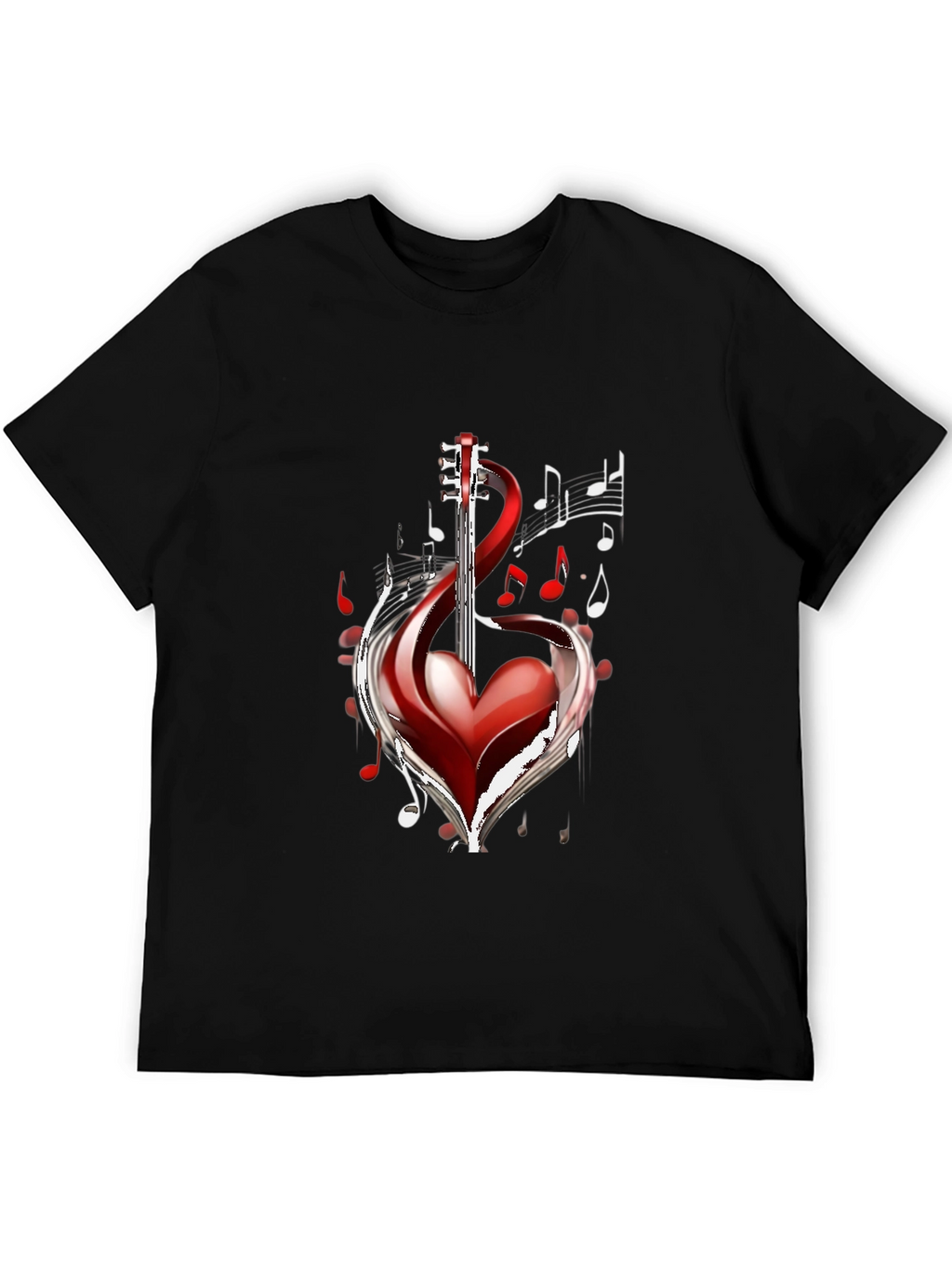 Musical Heart Guitar Black T-Shirt