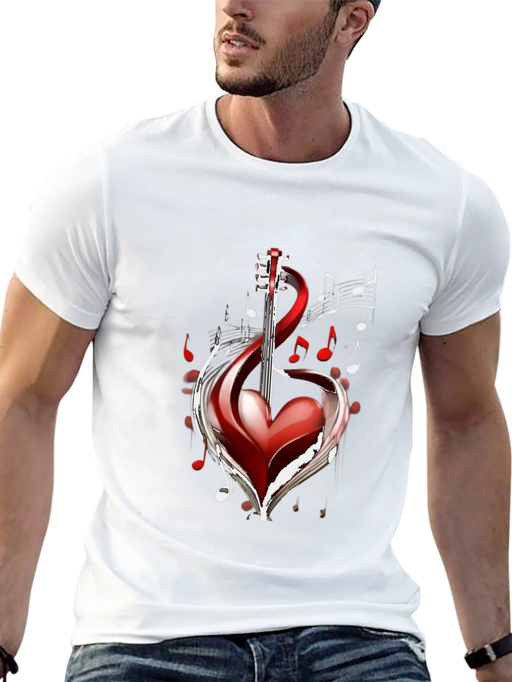 Musical Heart Guitar Black T-Shirt
