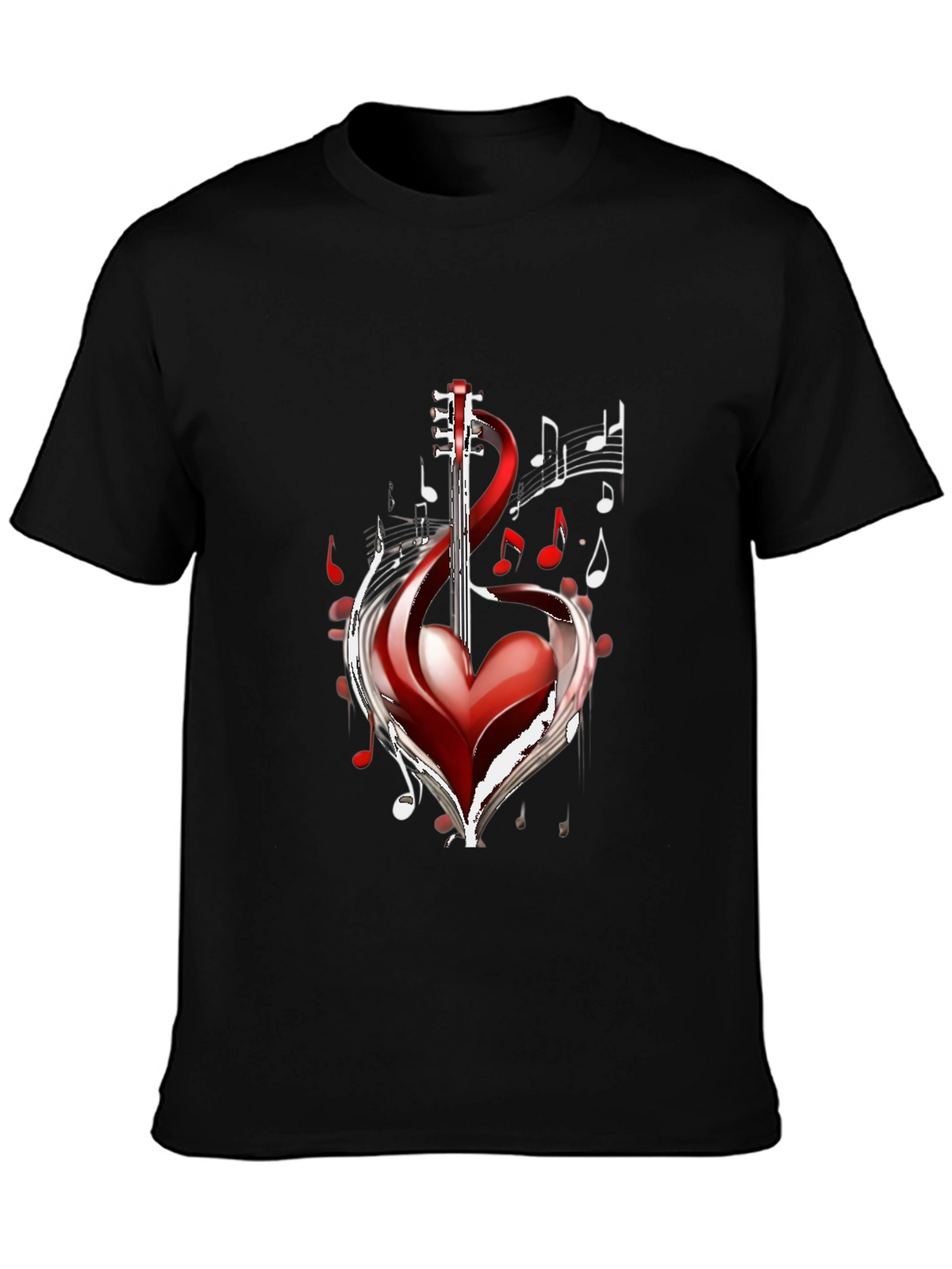 Musical Heart Guitar Black T-Shirt