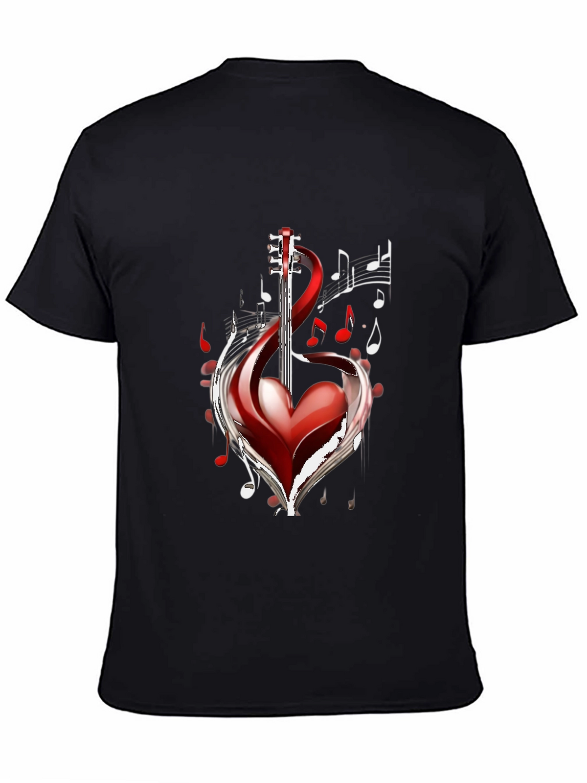 Musical Heart Guitar Black T-Shirt