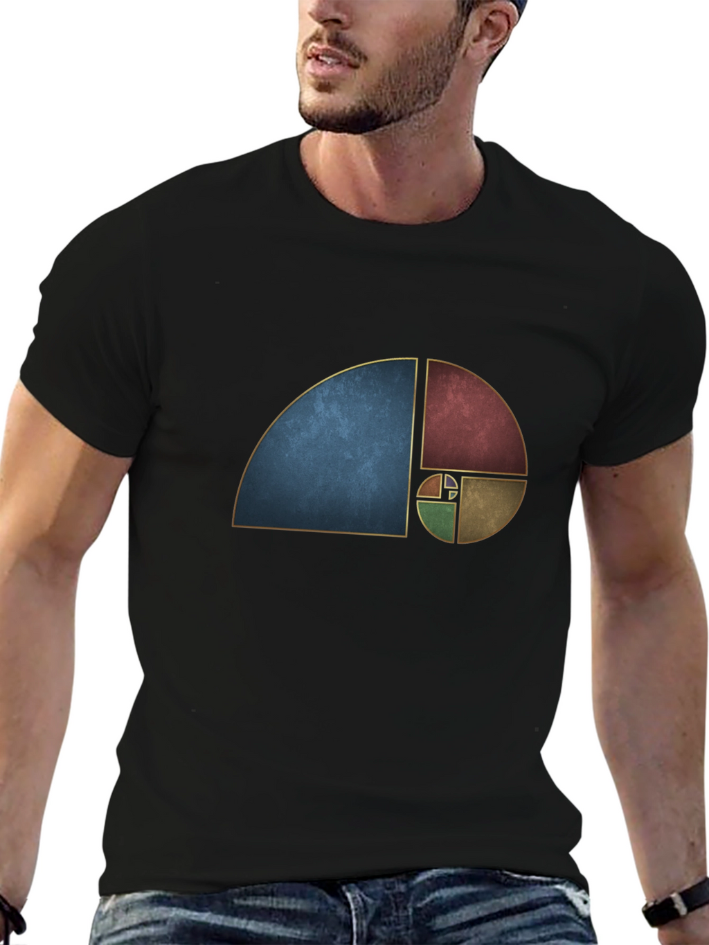 Golden Ratio Black Tee - Geometric Art T-Shirt