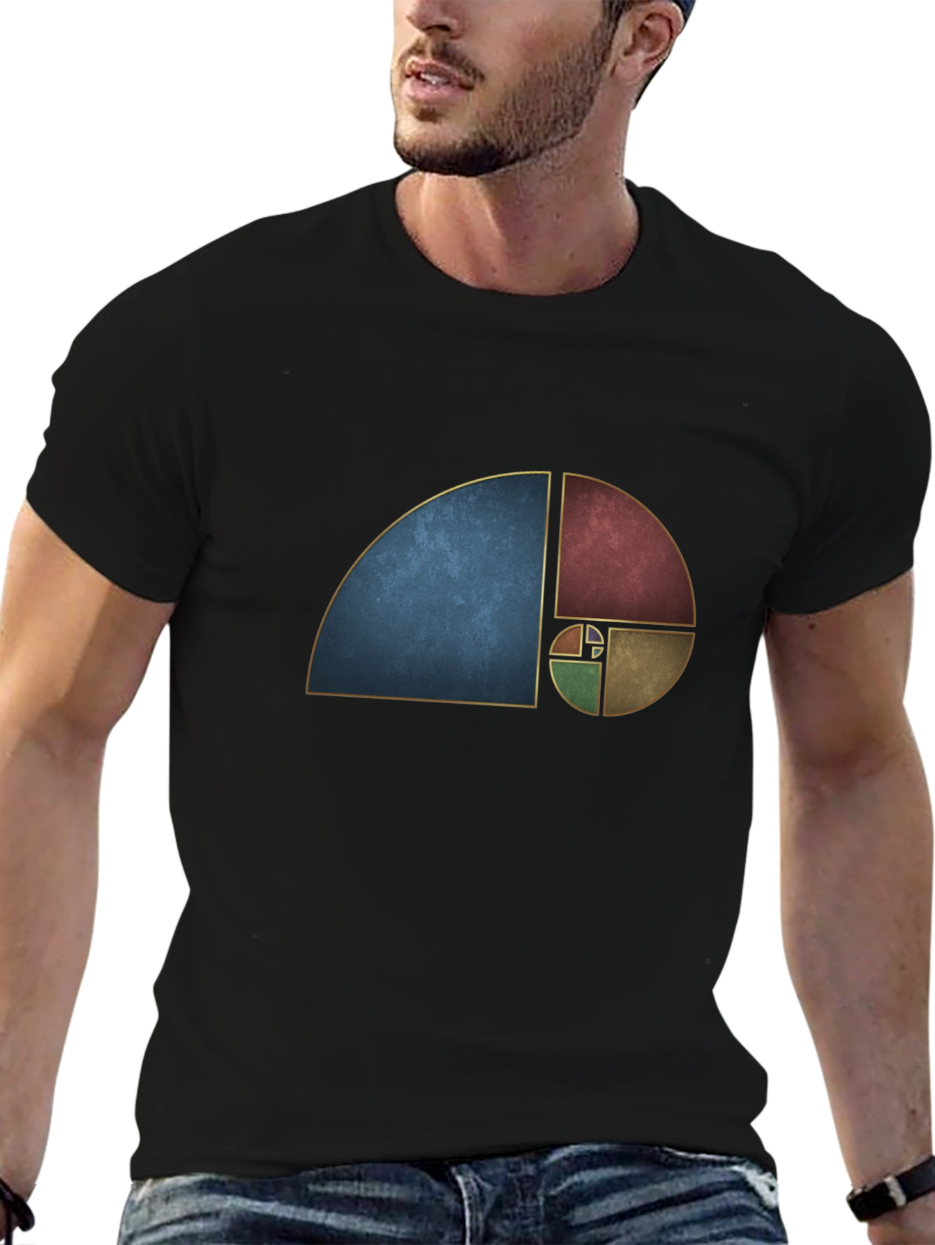 Golden Ratio Black Tee - Geometric Art T-Shirt