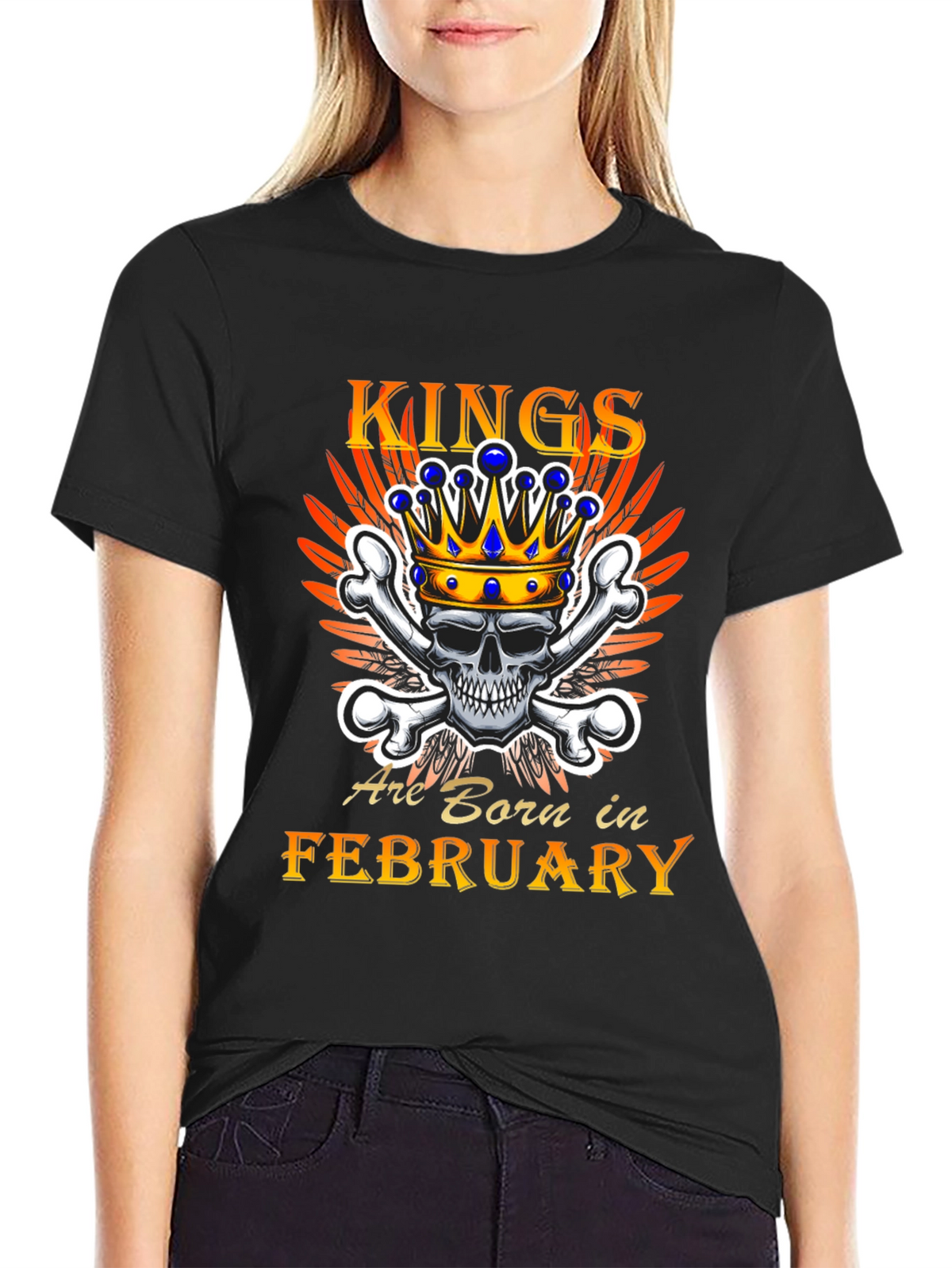 King Born in February Skull Graphic Tee