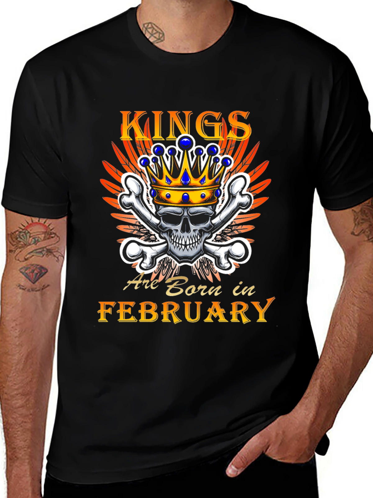 King Born in February Skull Graphic Tee