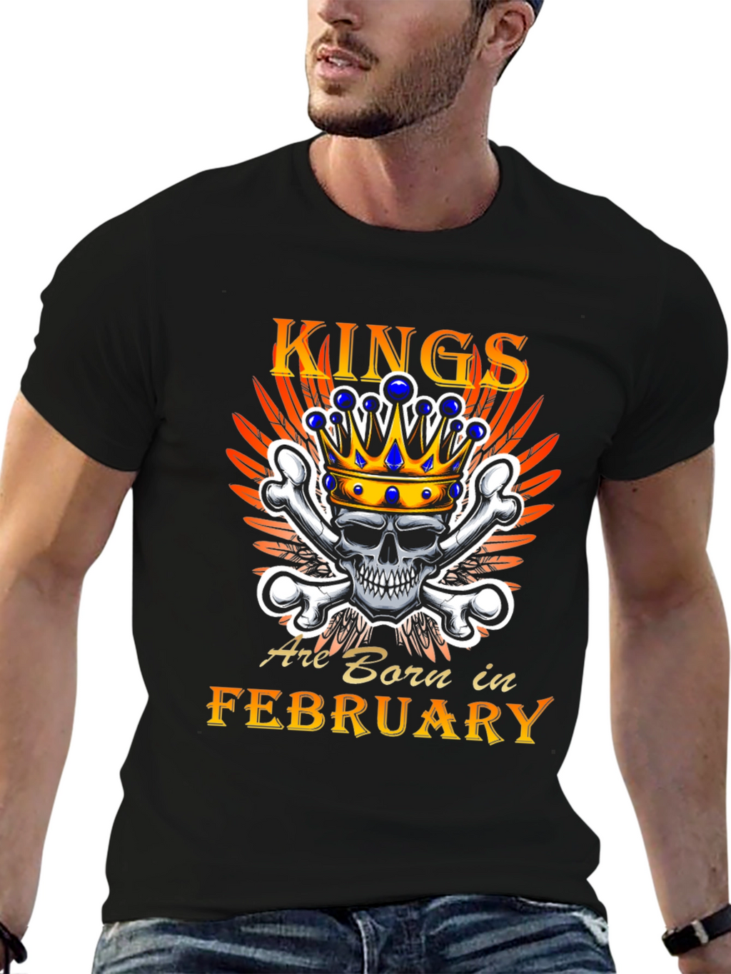 King Born in February Skull Graphic Tee