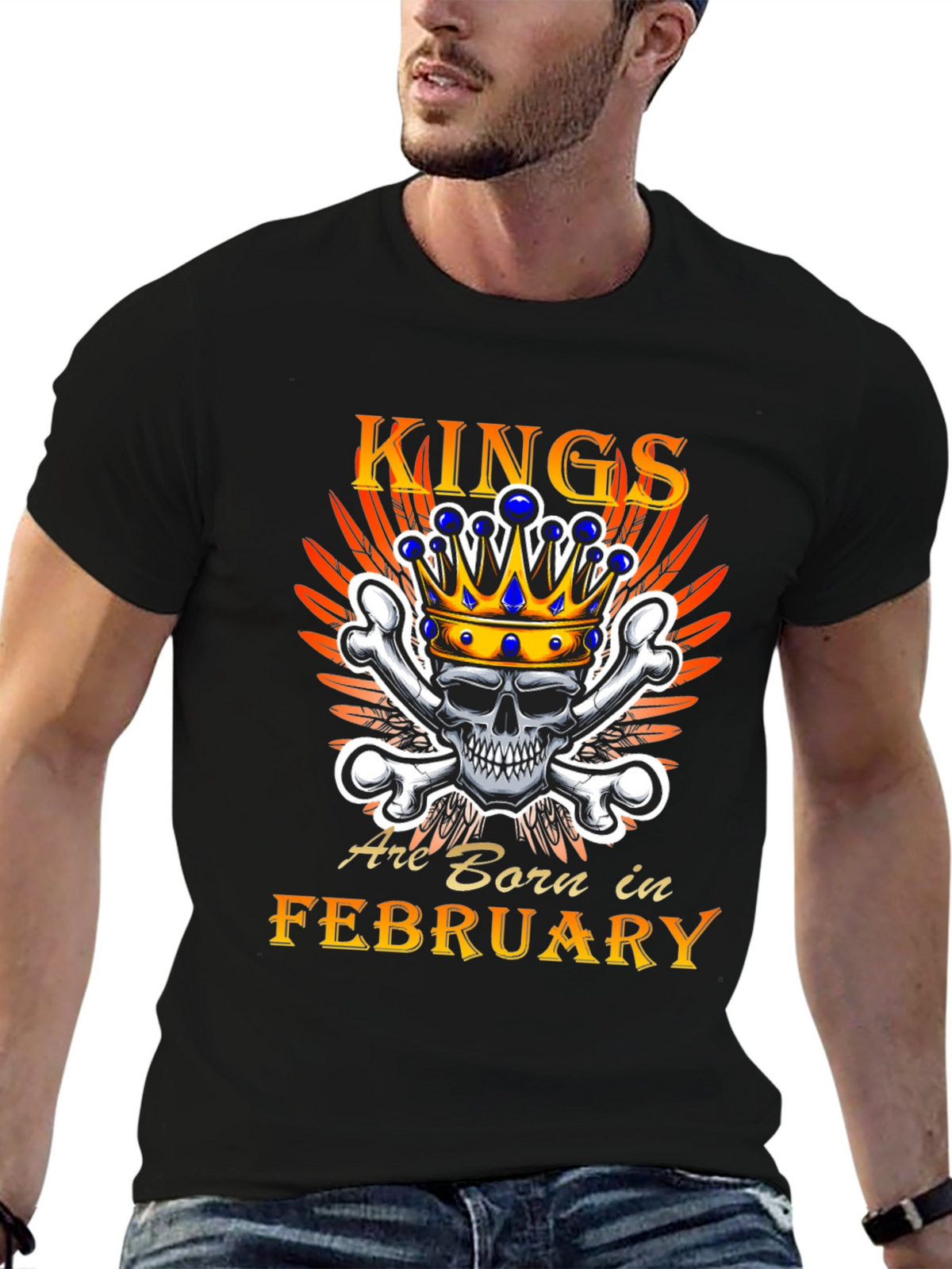 King Born in February Skull Graphic Tee