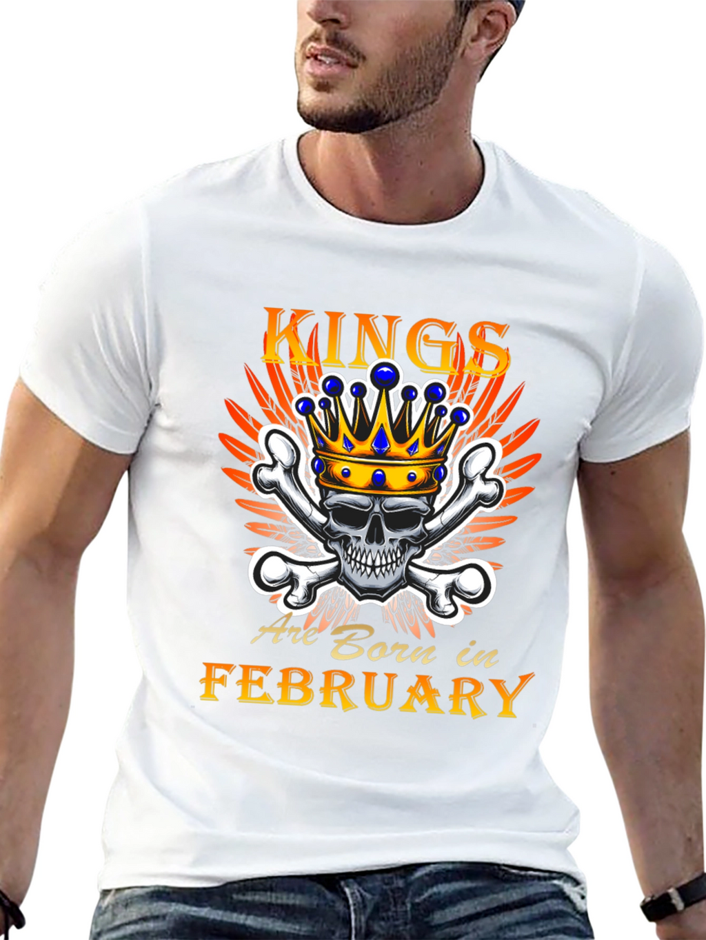 King Born in February Skull Graphic Tee