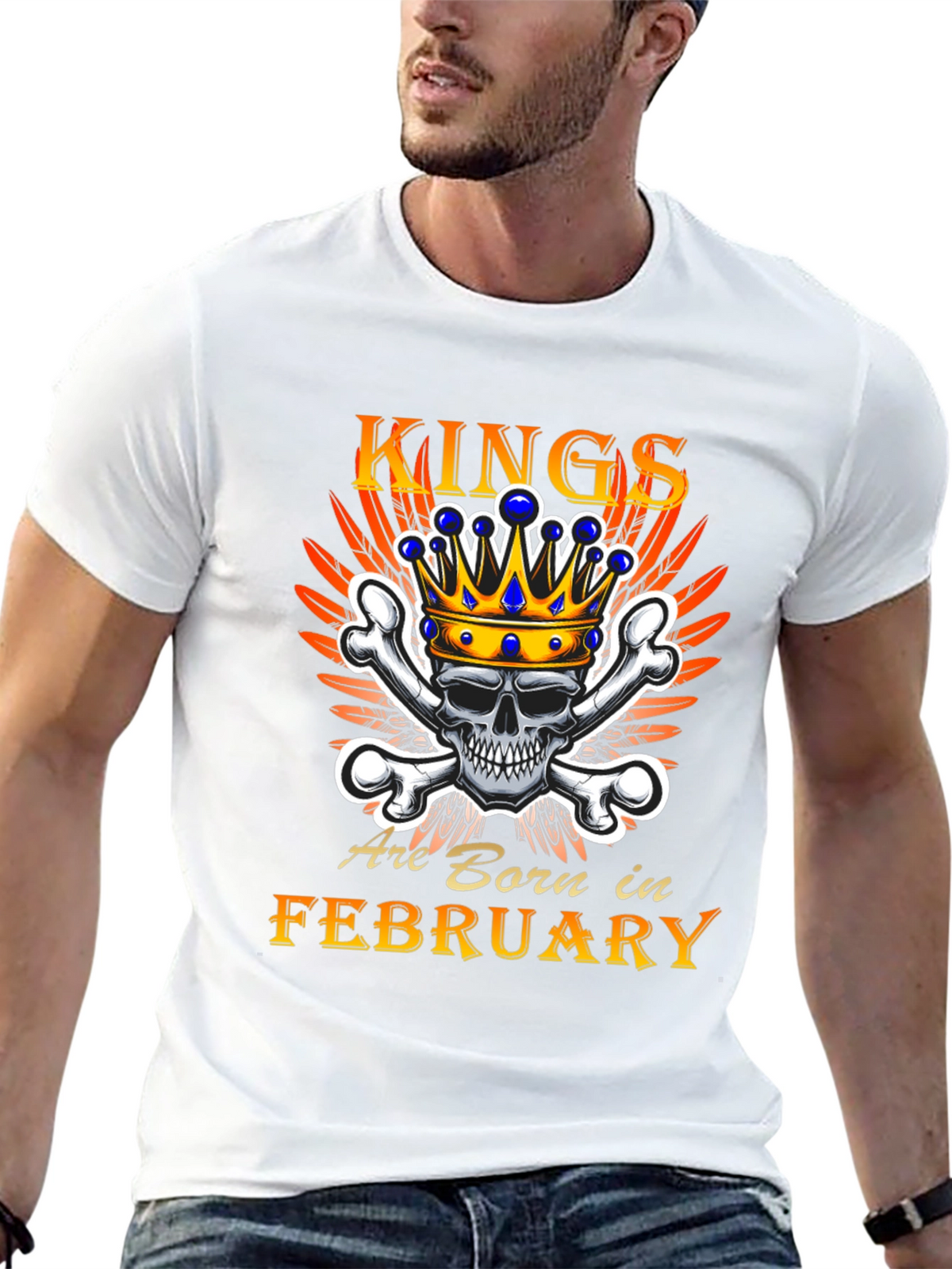 King Born in February Skull Graphic Tee