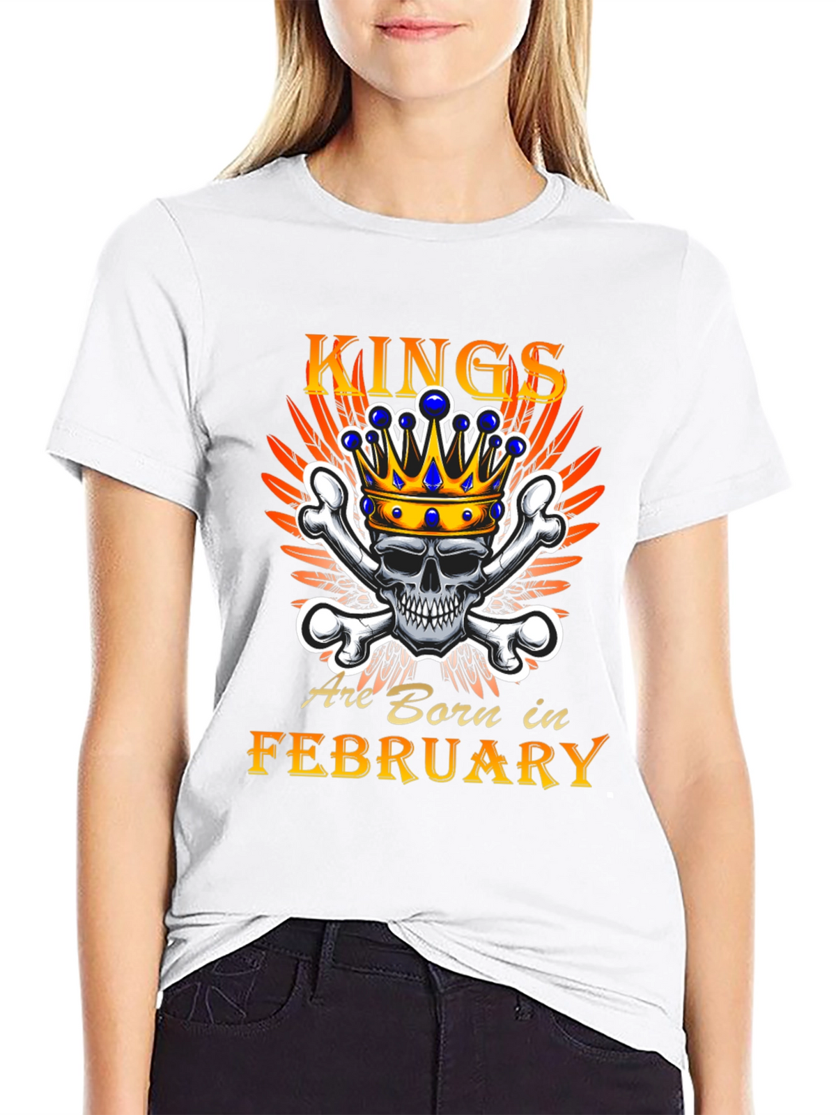 King Born in February Skull Graphic Tee