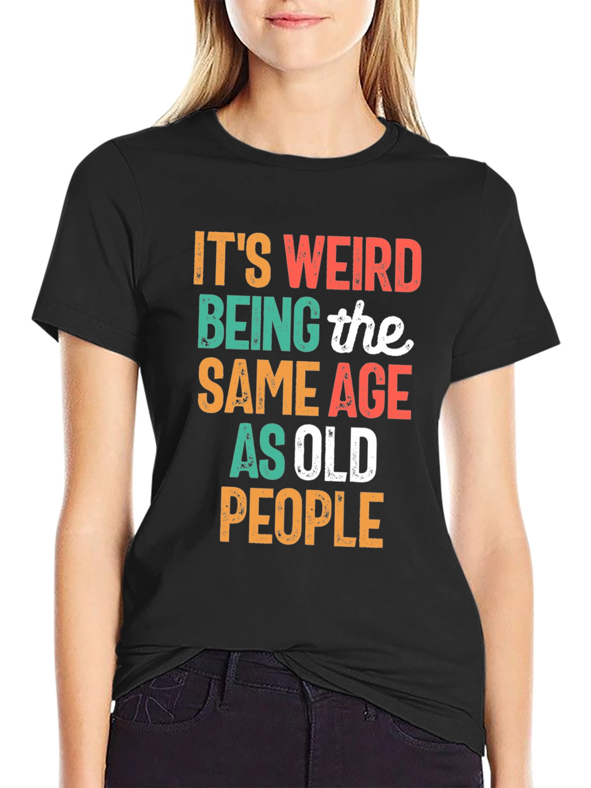 Funny Age Humor Black Graphic T-Shirt