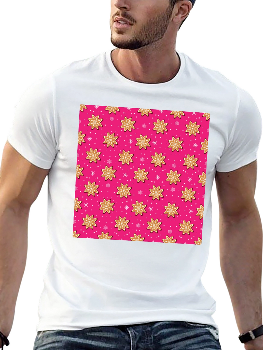 Pink Gingerbread Pattern T-Shirt