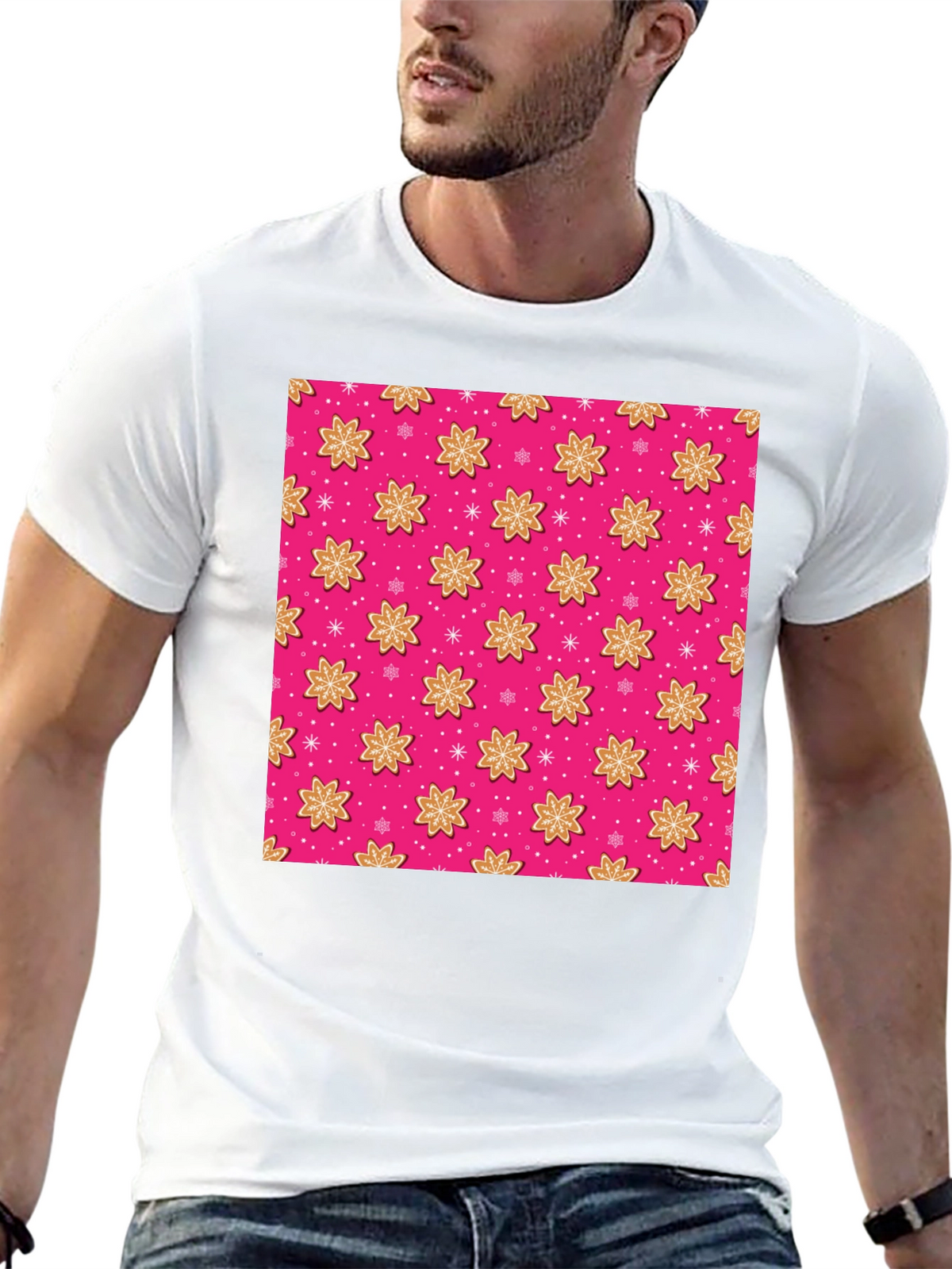 Pink Gingerbread Pattern T-Shirt