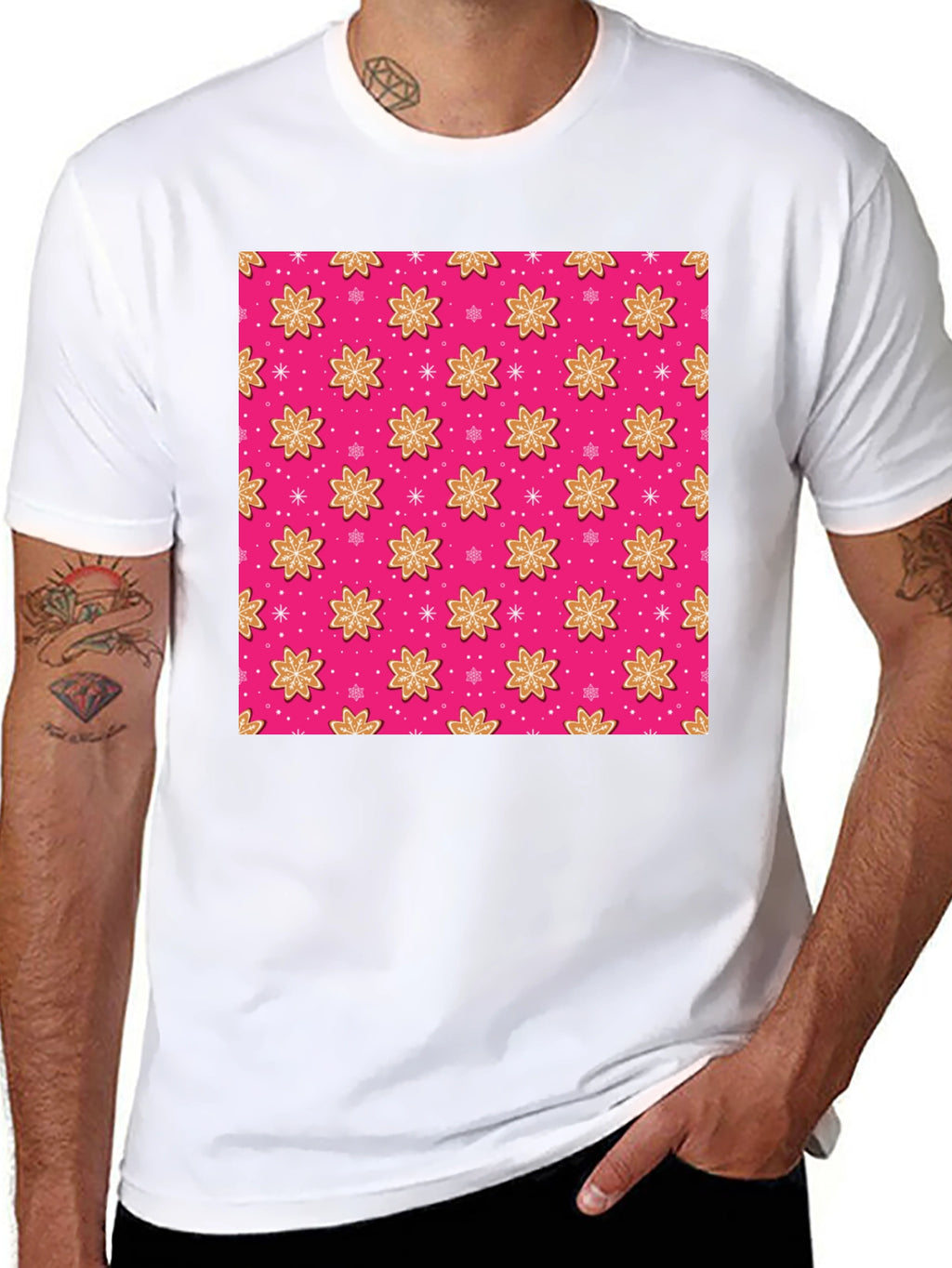 Pink Gingerbread Pattern T-Shirt