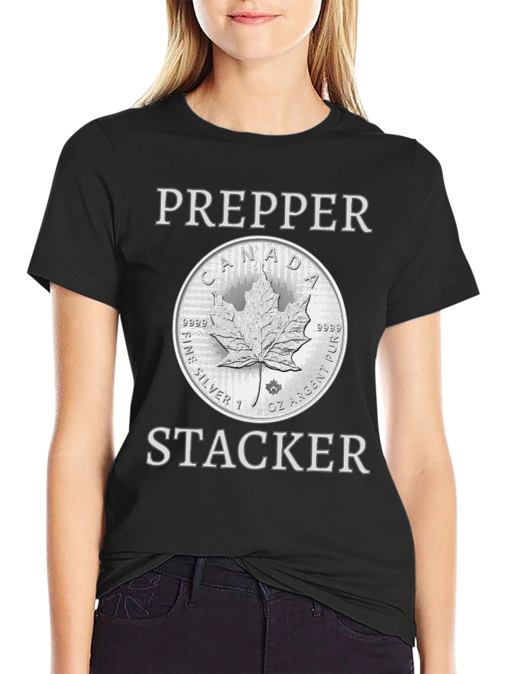 Prepper Stacker T-Shirt - Canada Silver Coin Design