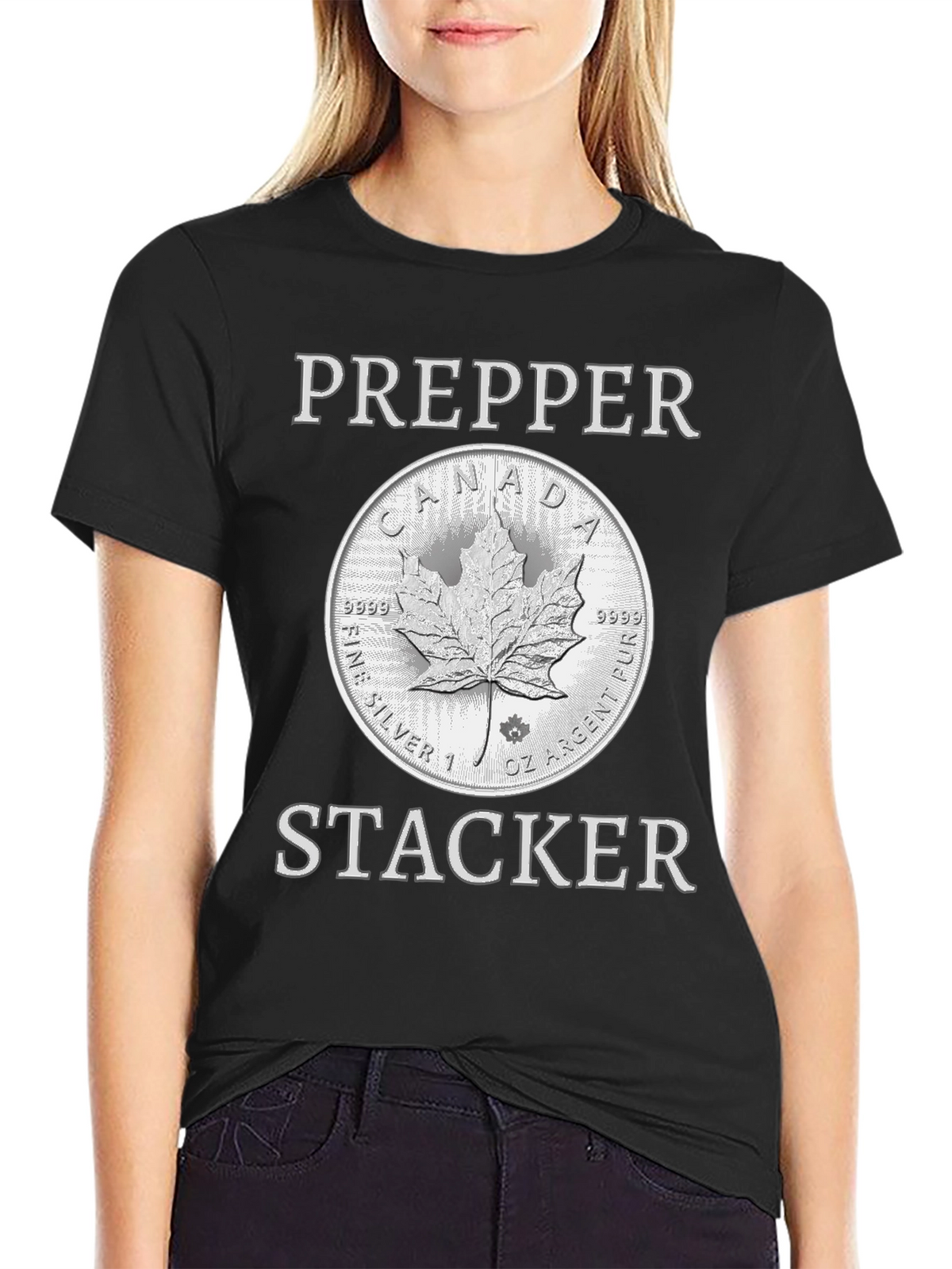 Prepper Stacker T-Shirt - Canada Silver Coin Design