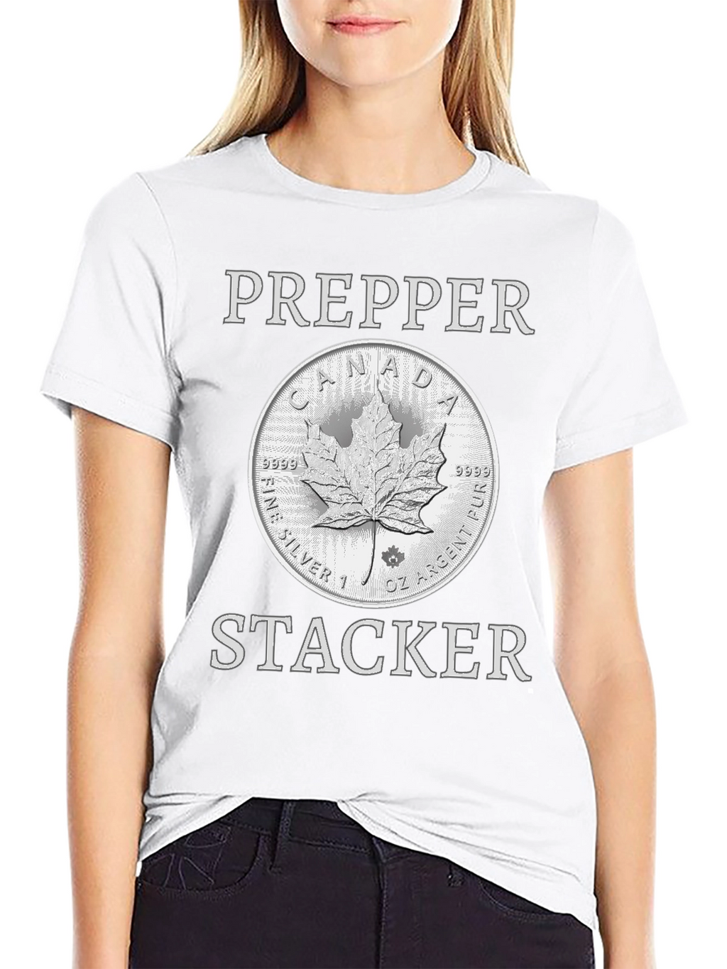 Prepper Stacker T-Shirt - Canada Silver Coin Design