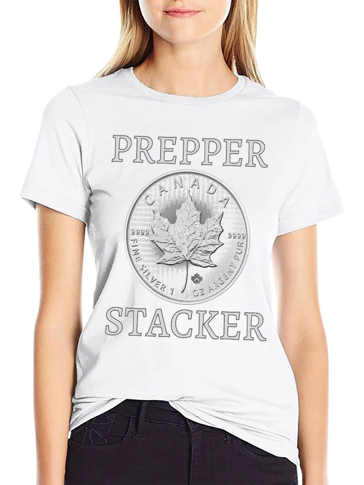 Prepper Stacker T-Shirt - Canada Silver Coin Design