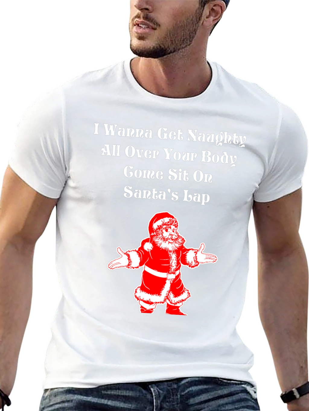 Naughty Santa Lap Christmas Tee
