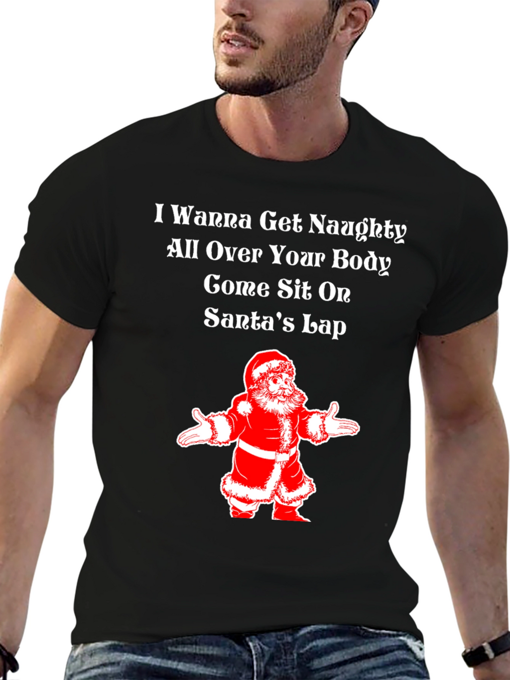 Naughty Santa Lap Christmas Tee