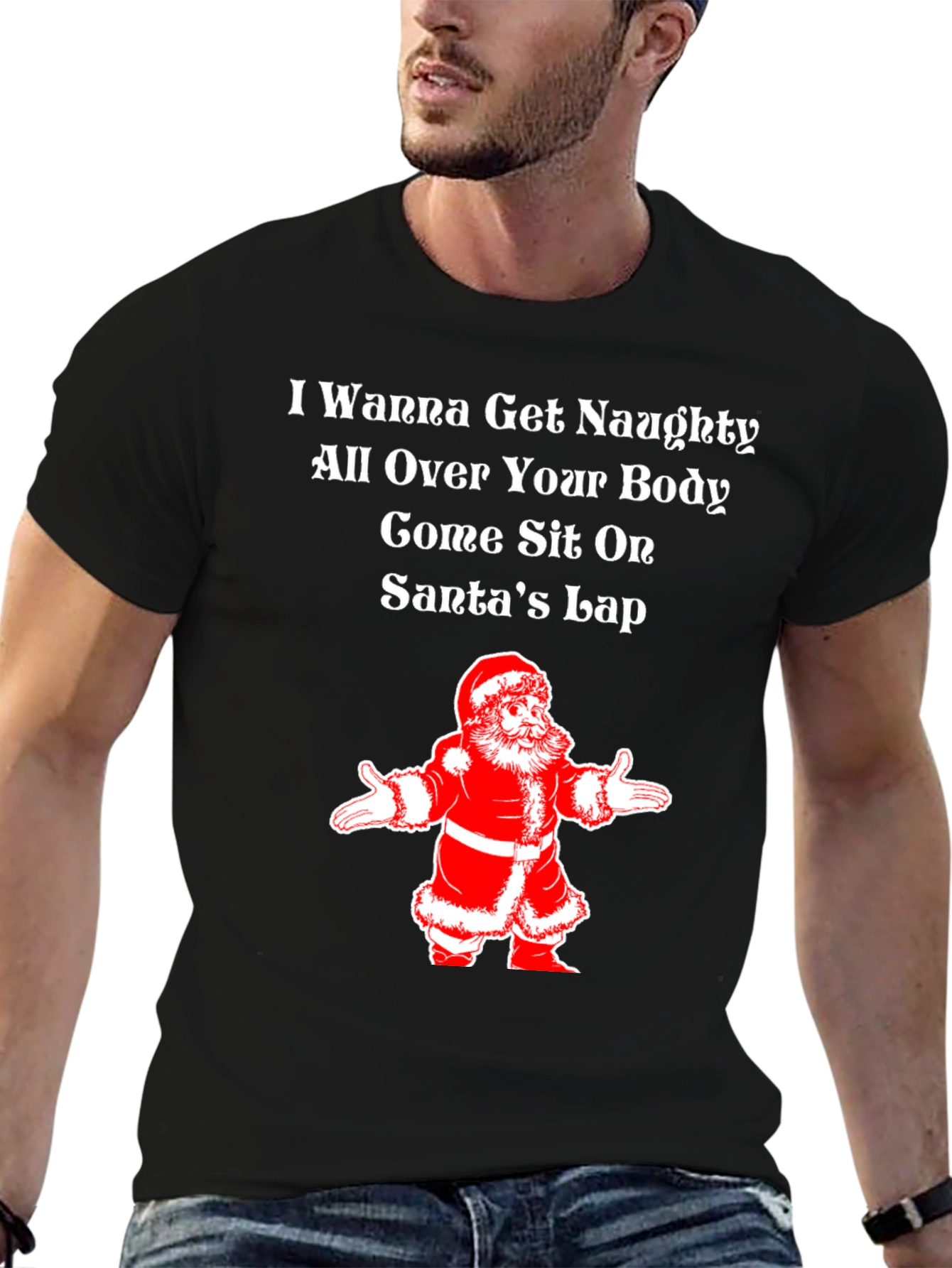 Naughty Santa Lap Christmas Tee