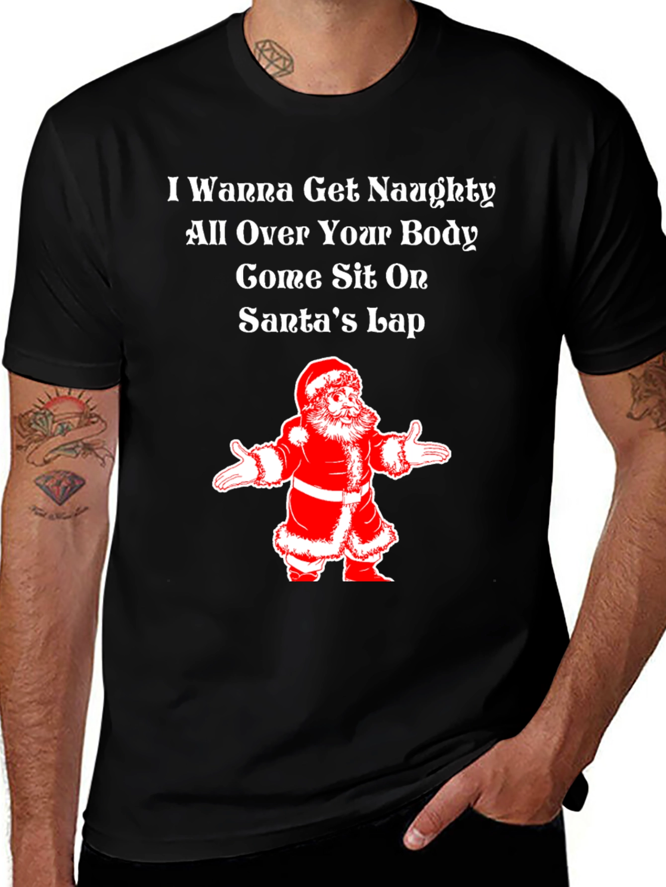 Naughty Santa Lap Christmas Tee