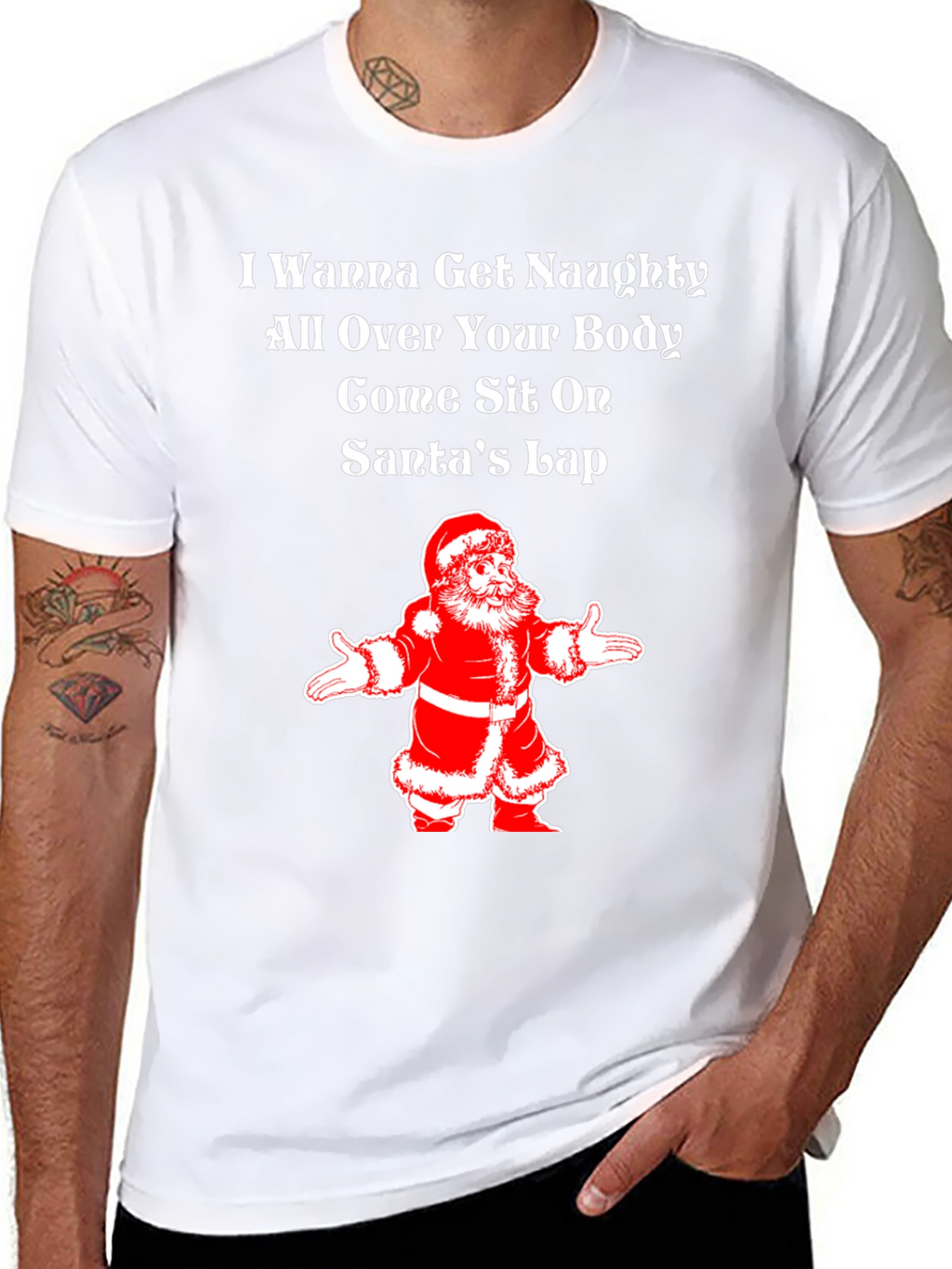 Naughty Santa Lap Christmas Tee