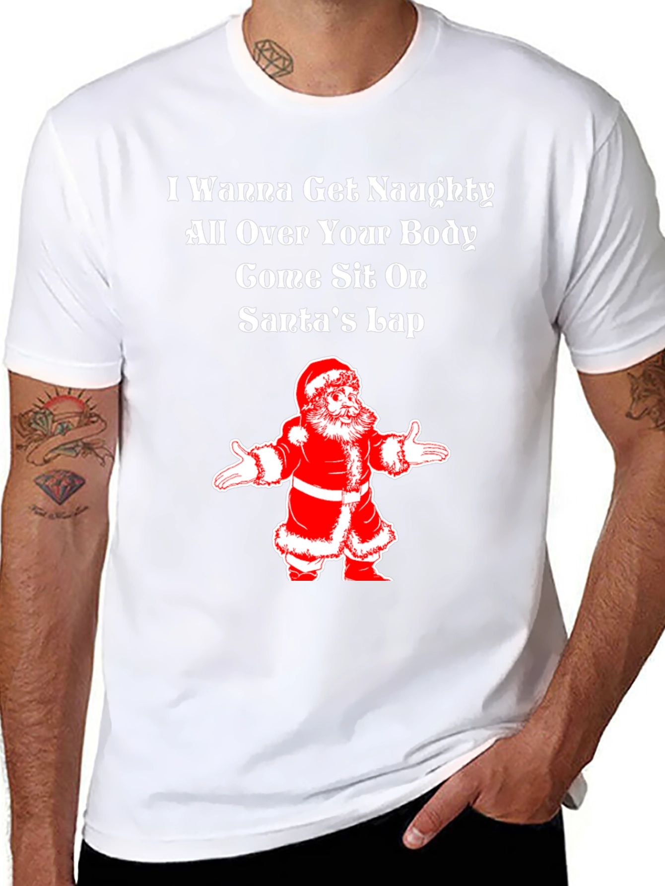 Naughty Santa Lap Christmas Tee