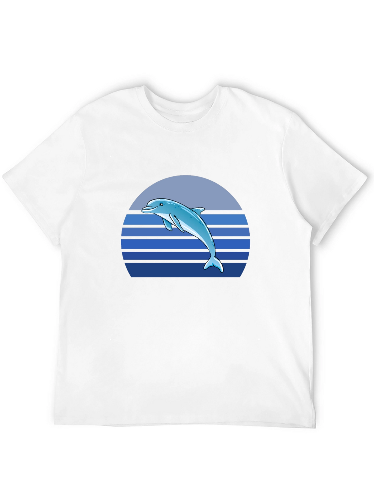 Dolphin Sunset Graphic Tee - Black Cotton T-Shirt