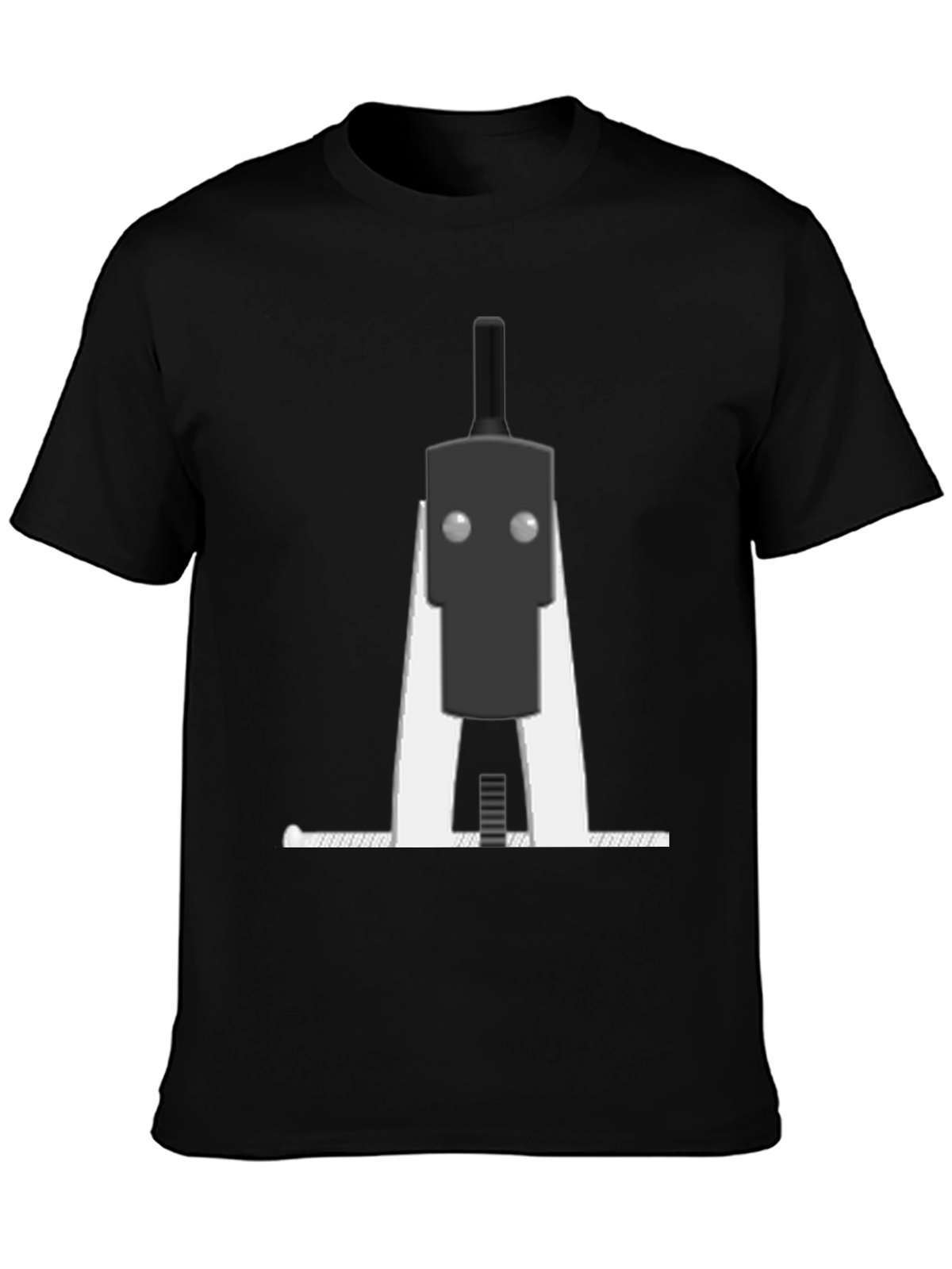 Minimalist Robot Graphic T-Shirt - Black
