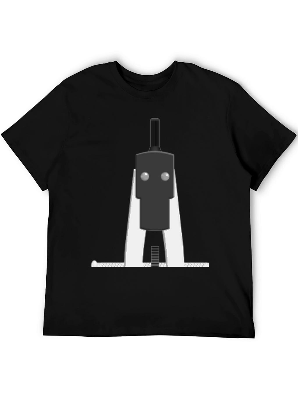 Minimalist Robot Graphic T-Shirt - Black