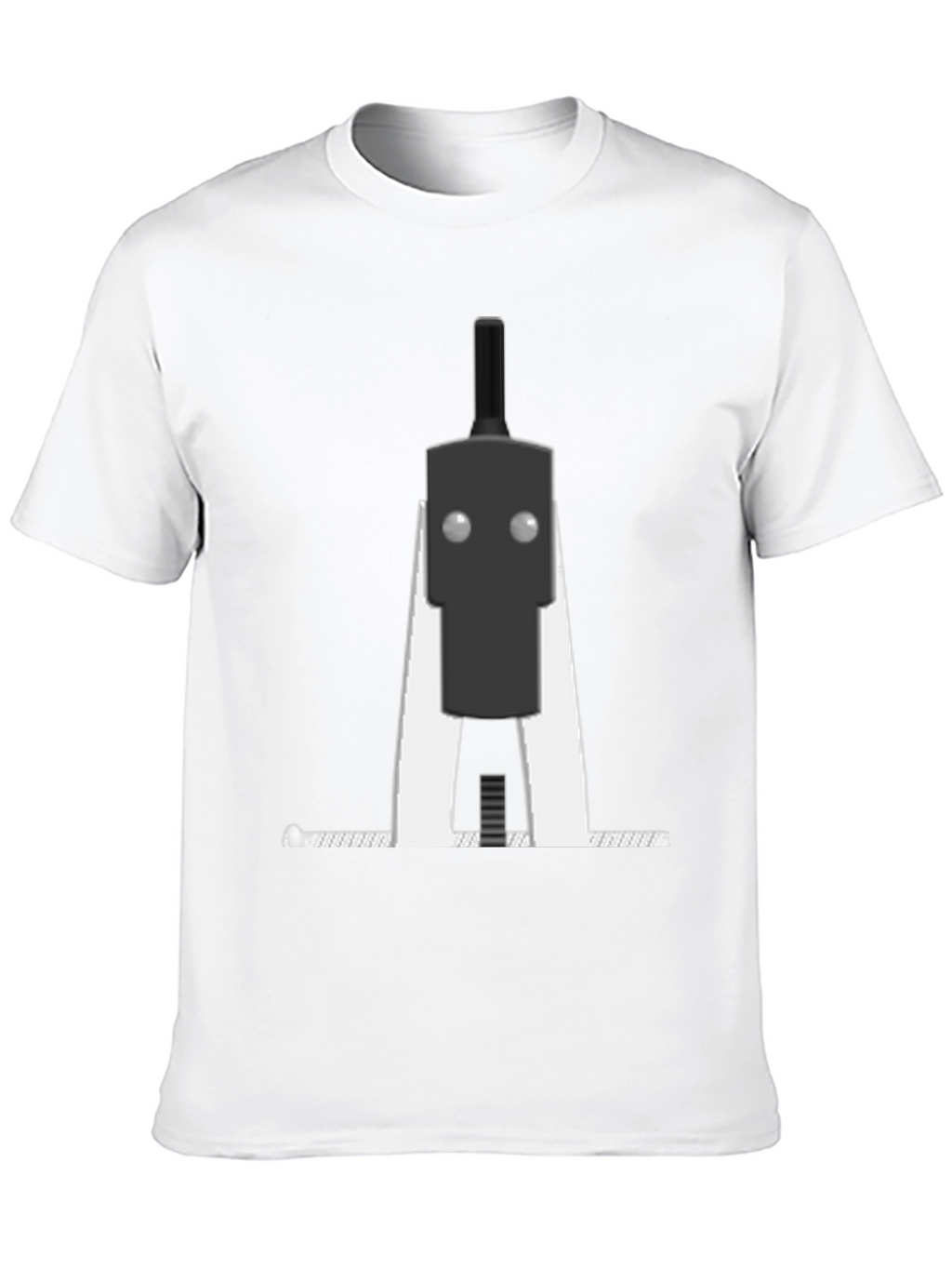 Minimalist Robot Graphic T-Shirt - Black