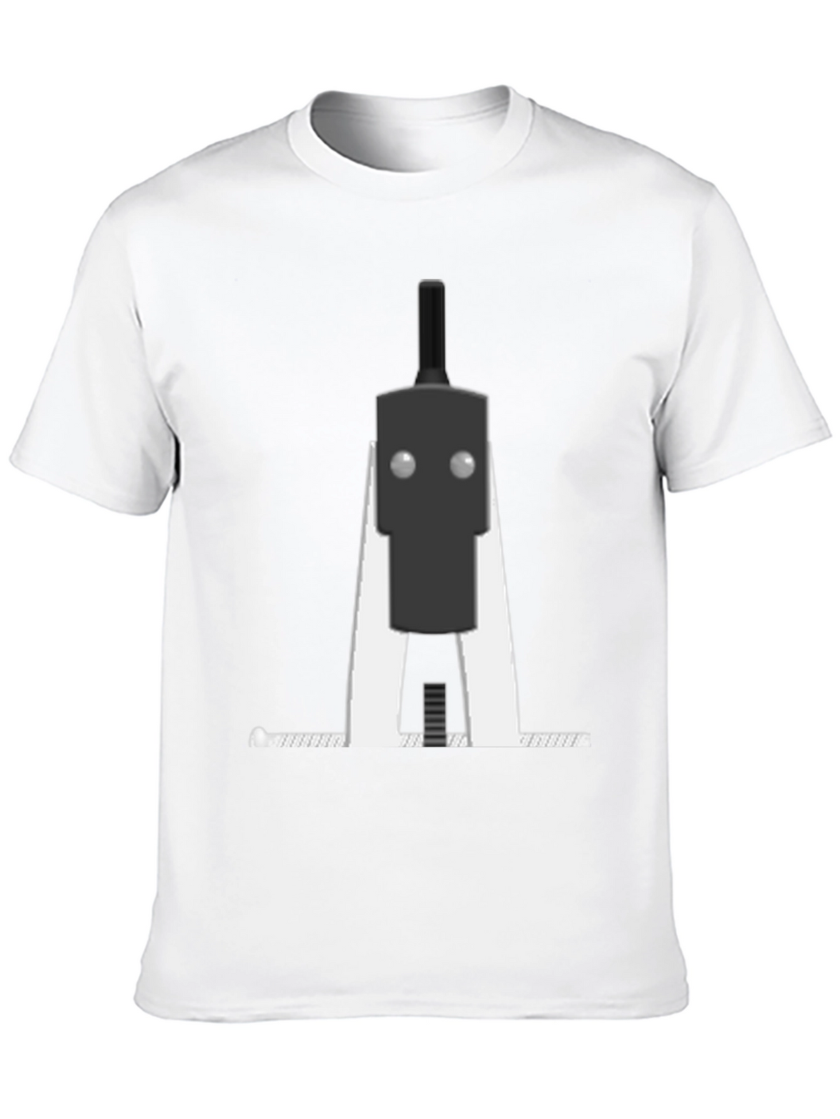 Minimalist Robot Graphic T-Shirt - Black