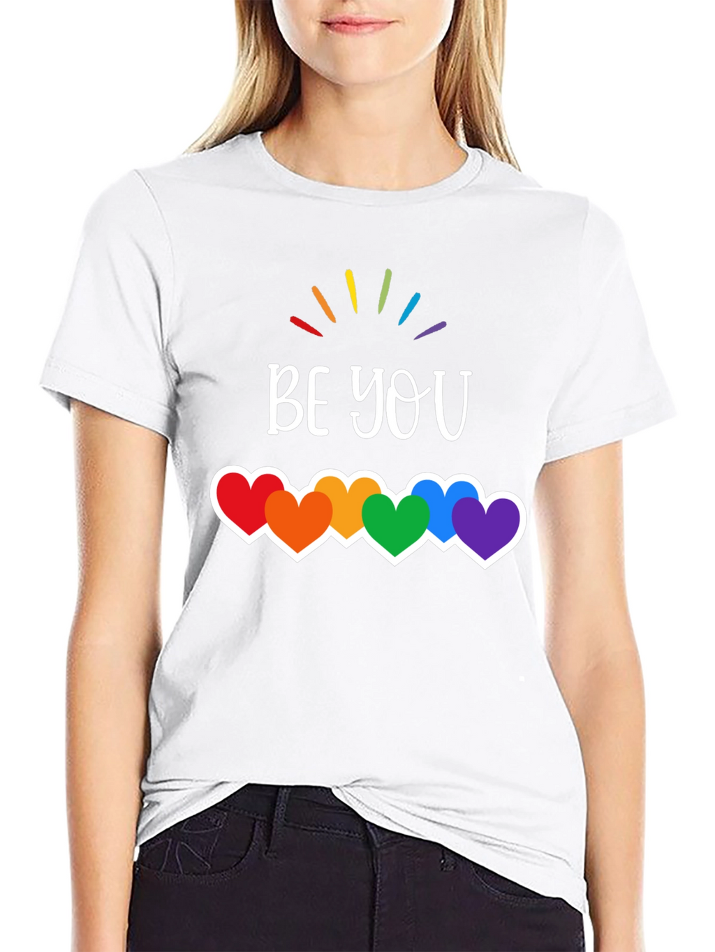Be You Pride T-Shirt - Rainbow Hearts LGBTQ Tee