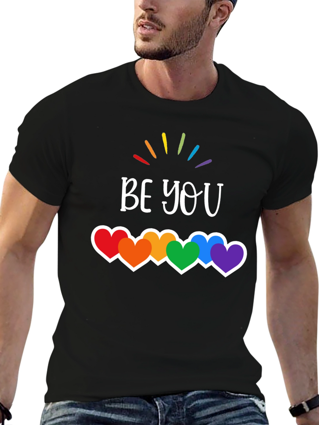 Be You Pride T-Shirt - Rainbow Hearts LGBTQ Tee
