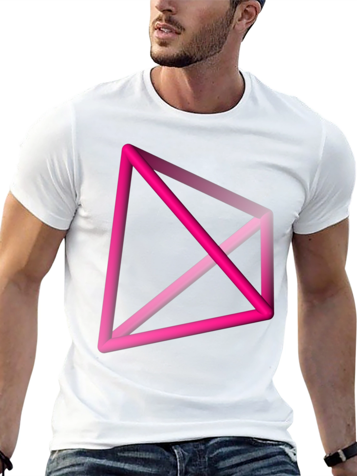 Abstract Geometric Pink T-Shirt