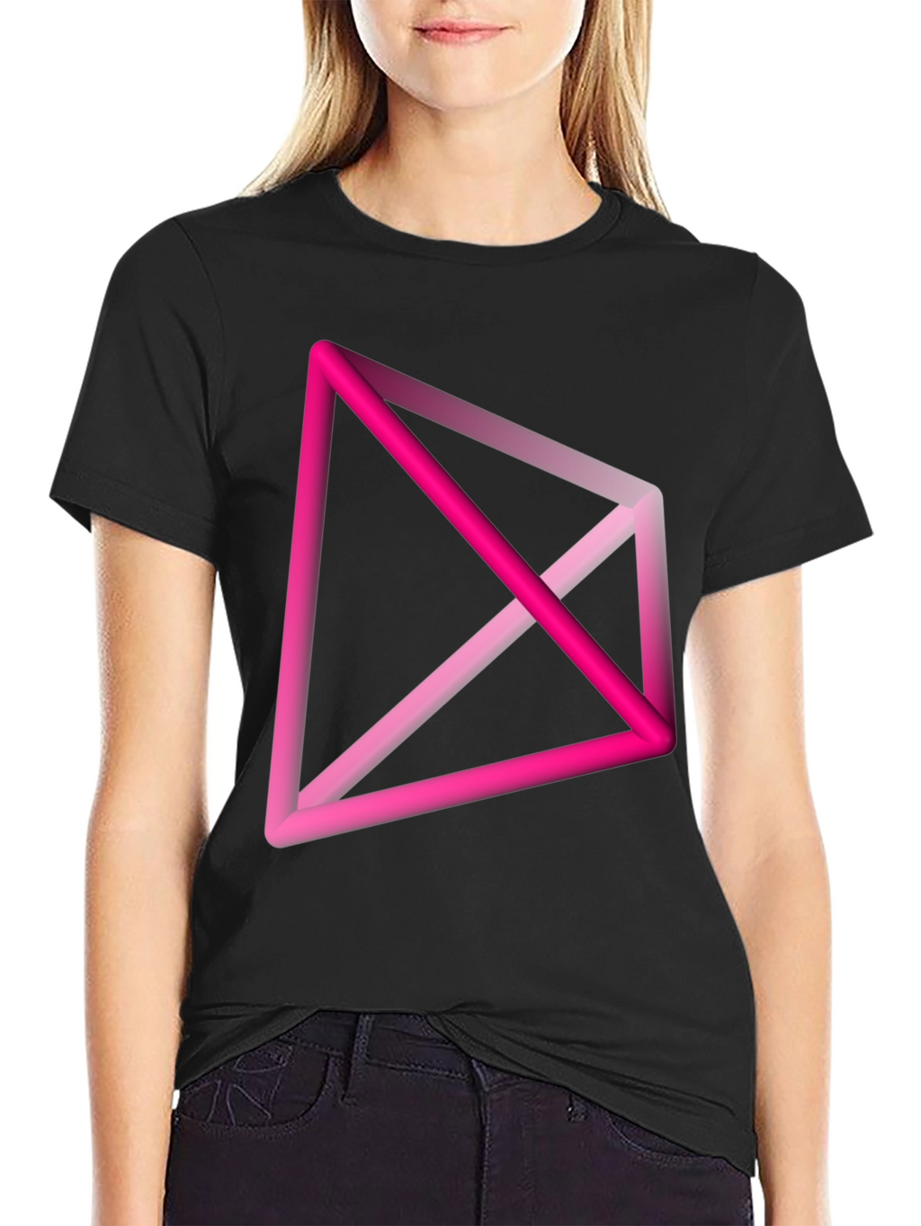 Abstract Geometric Pink T-Shirt