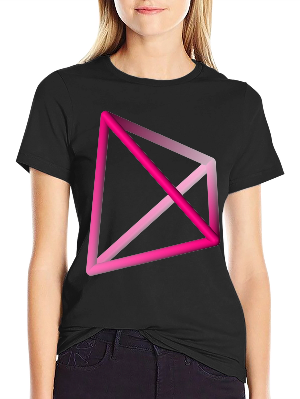 Abstract Geometric Pink T-Shirt
