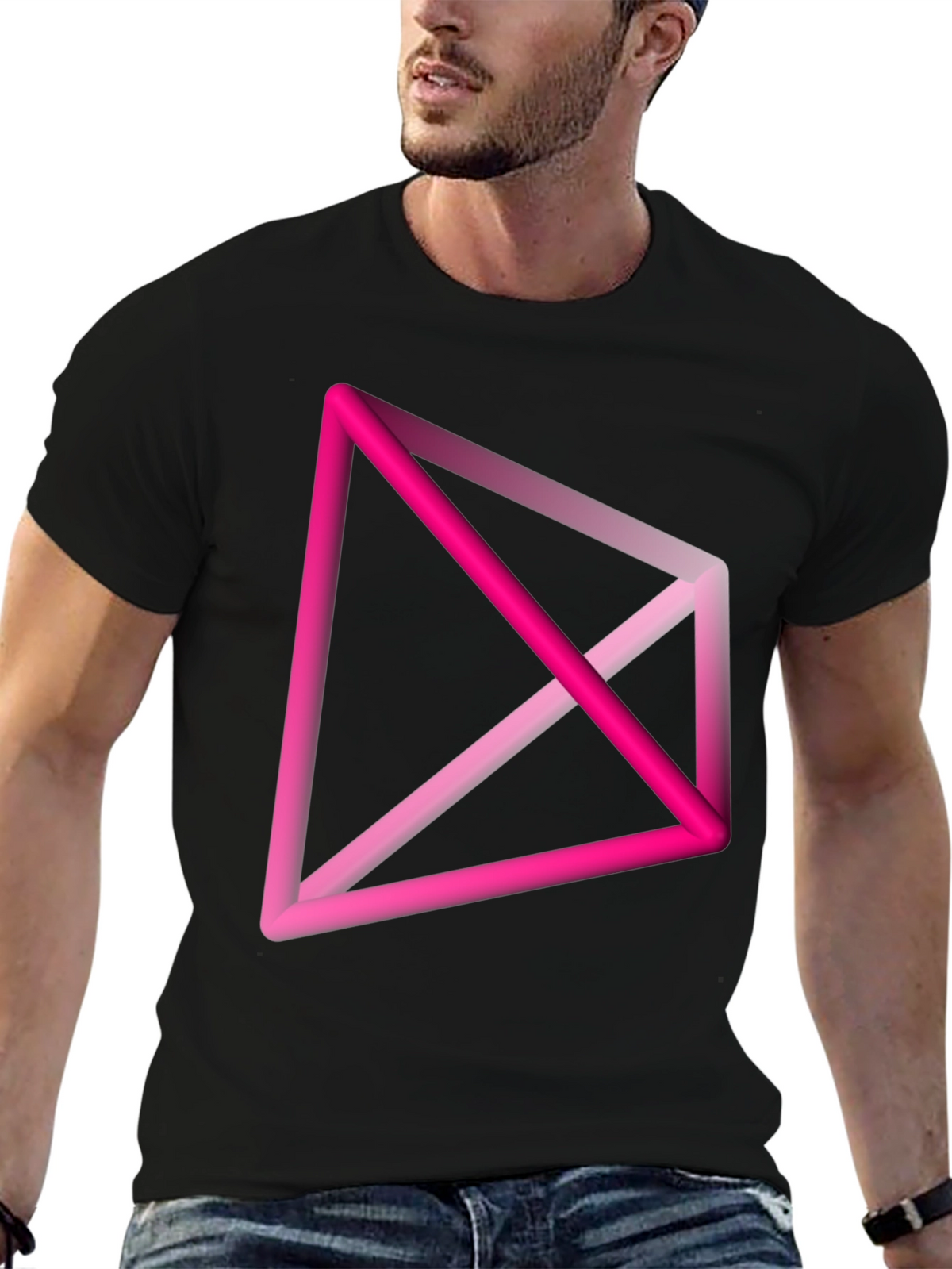 Abstract Geometric Pink T-Shirt