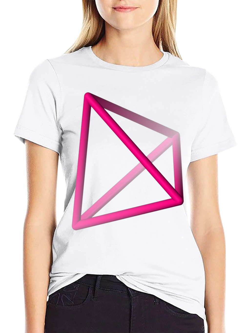 Abstract Geometric Pink T-Shirt