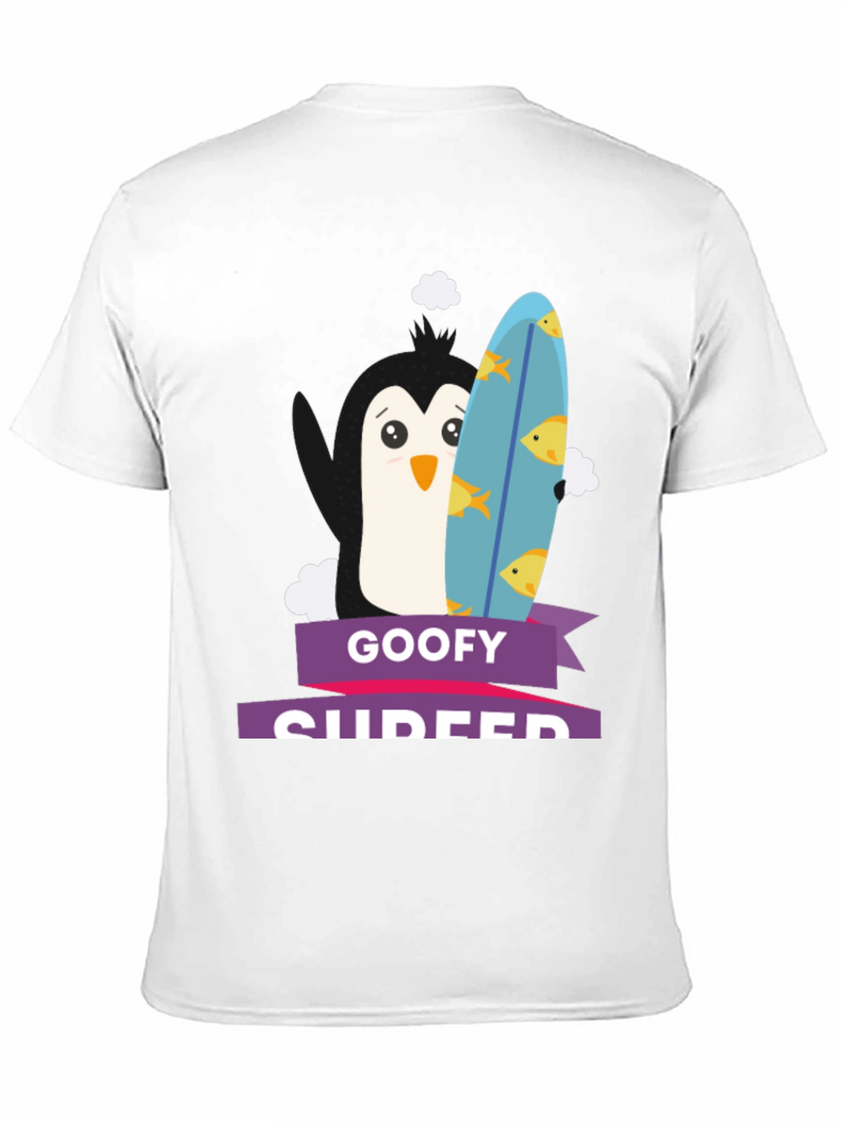 Goofy Surfer Penguin Graphic Tee - Black