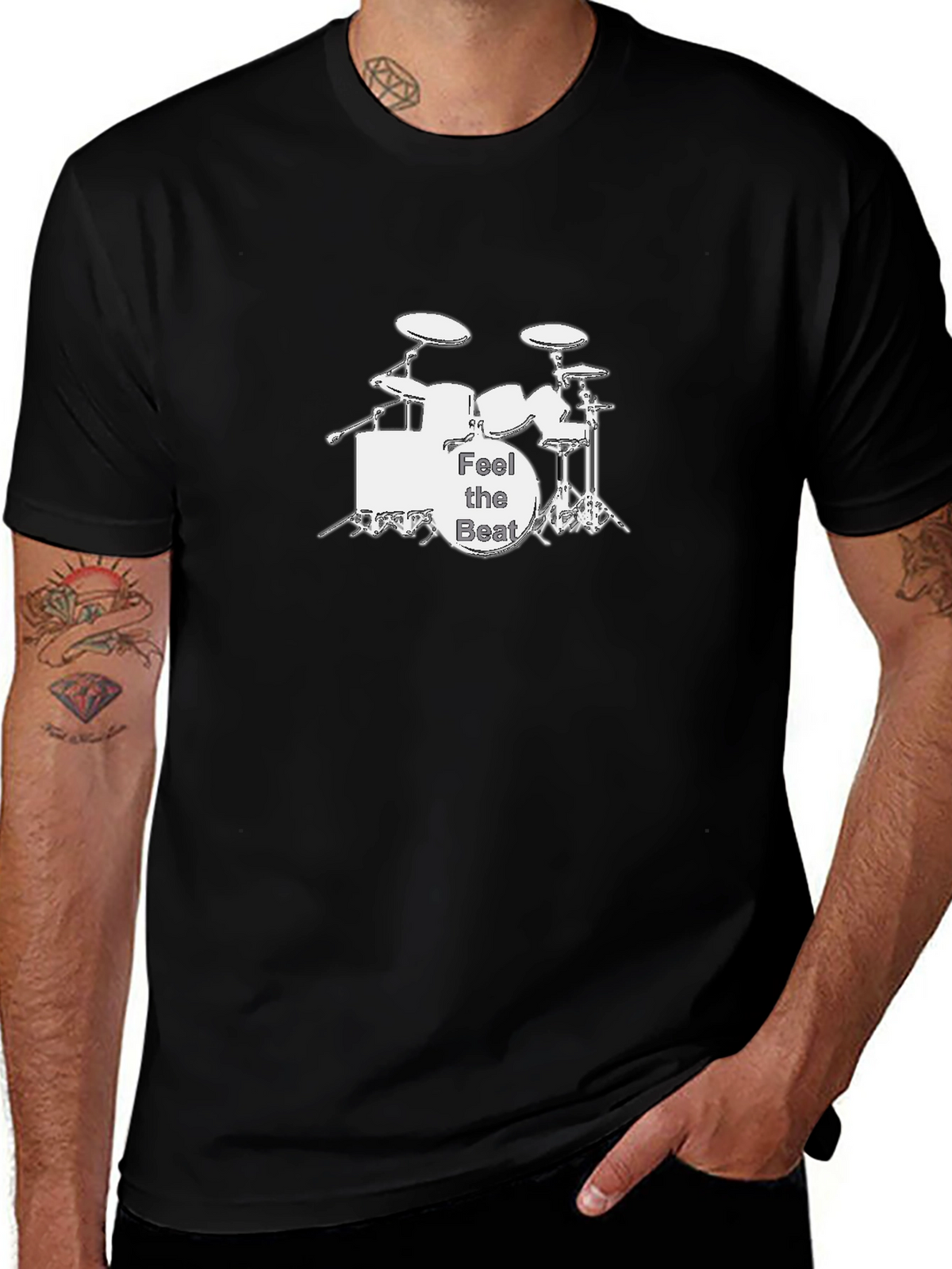 Feel the Beat Drum Kit Black Graphic Tee