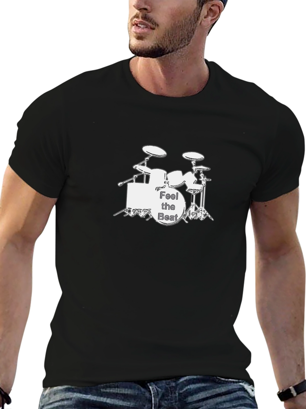 Feel the Beat Drum Kit Black Graphic Tee