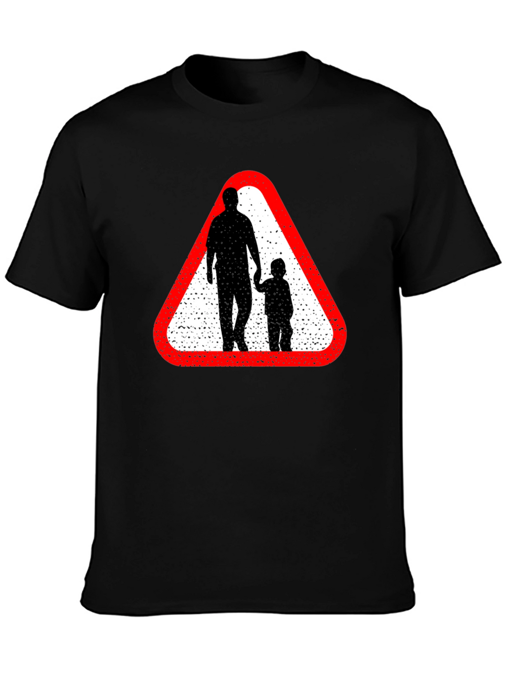 Dad and Child Road Sign Black T-Shirt