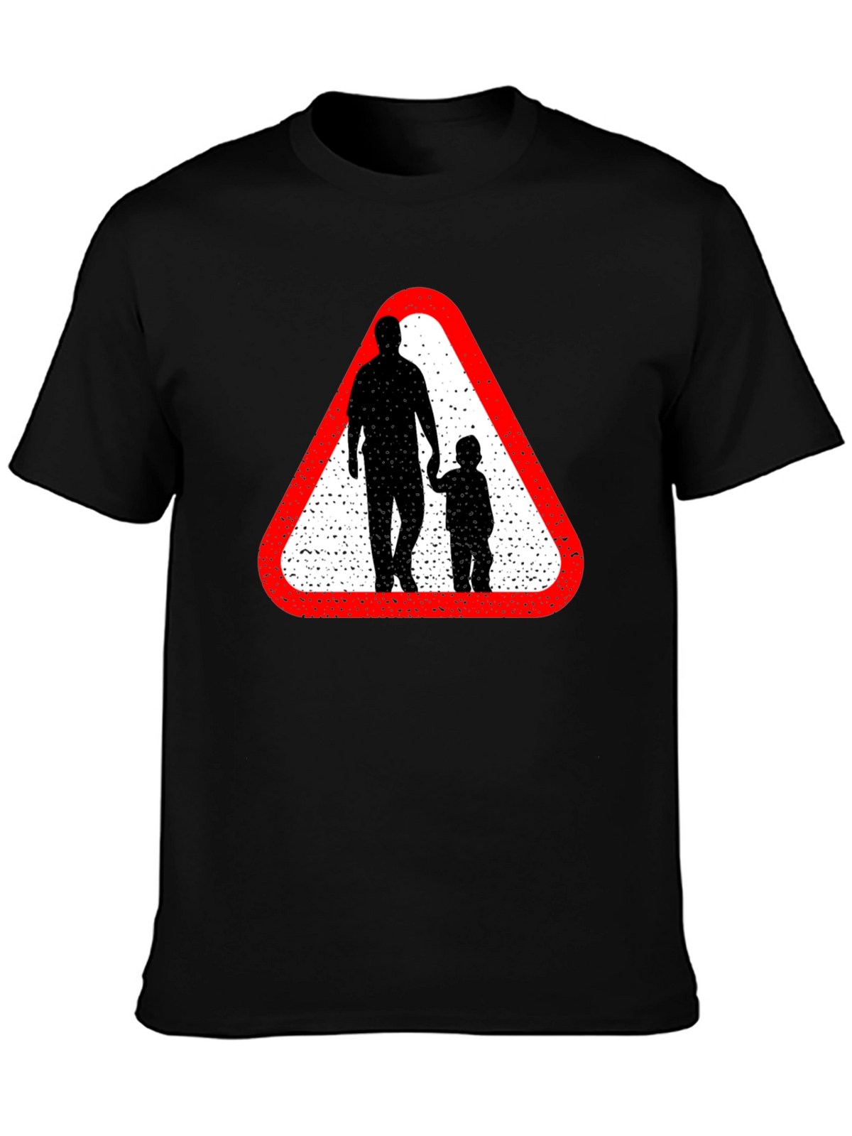 Dad and Child Road Sign Black T-Shirt
