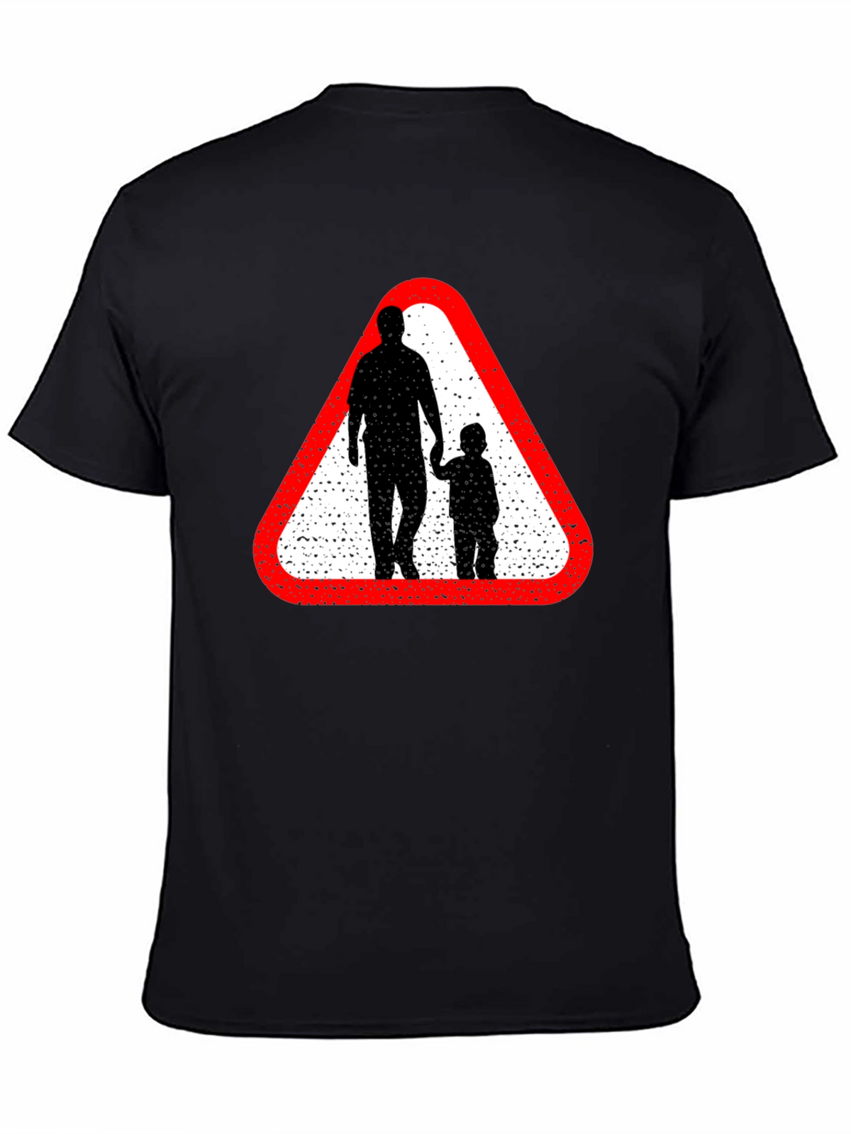 Dad and Child Road Sign Black T-Shirt