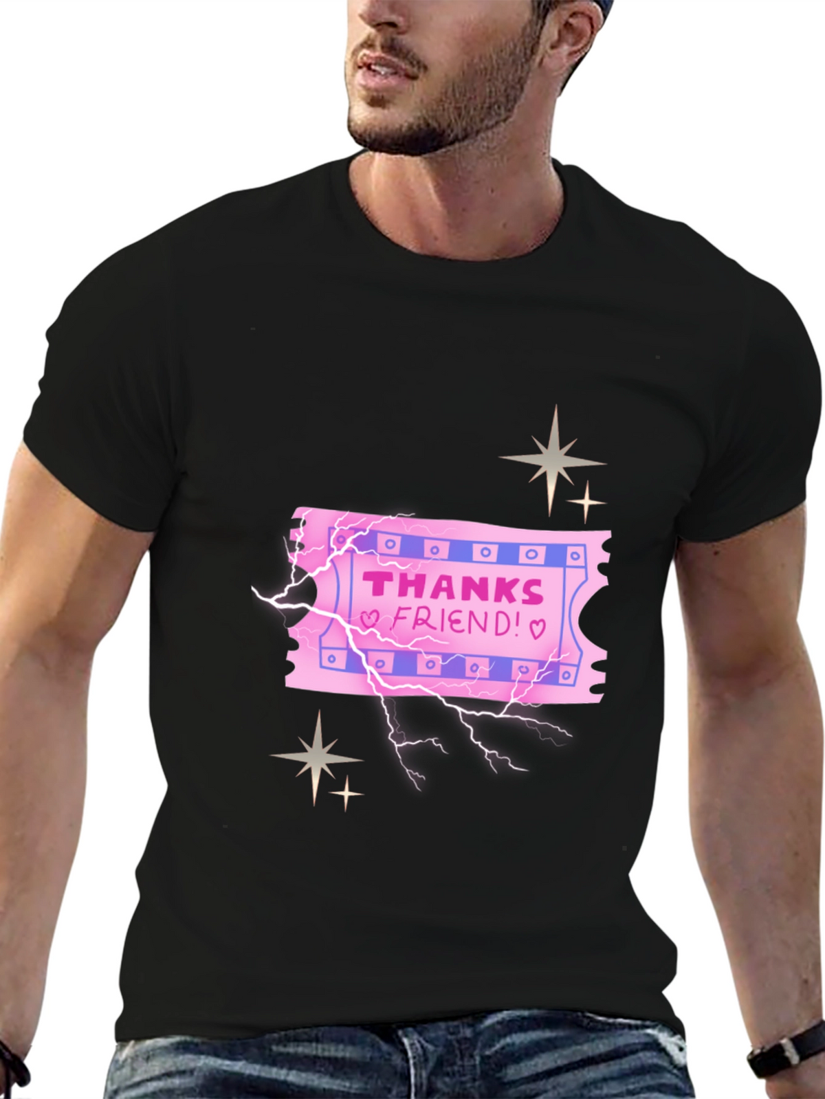 Thanks Friend Graphic Tee - Black