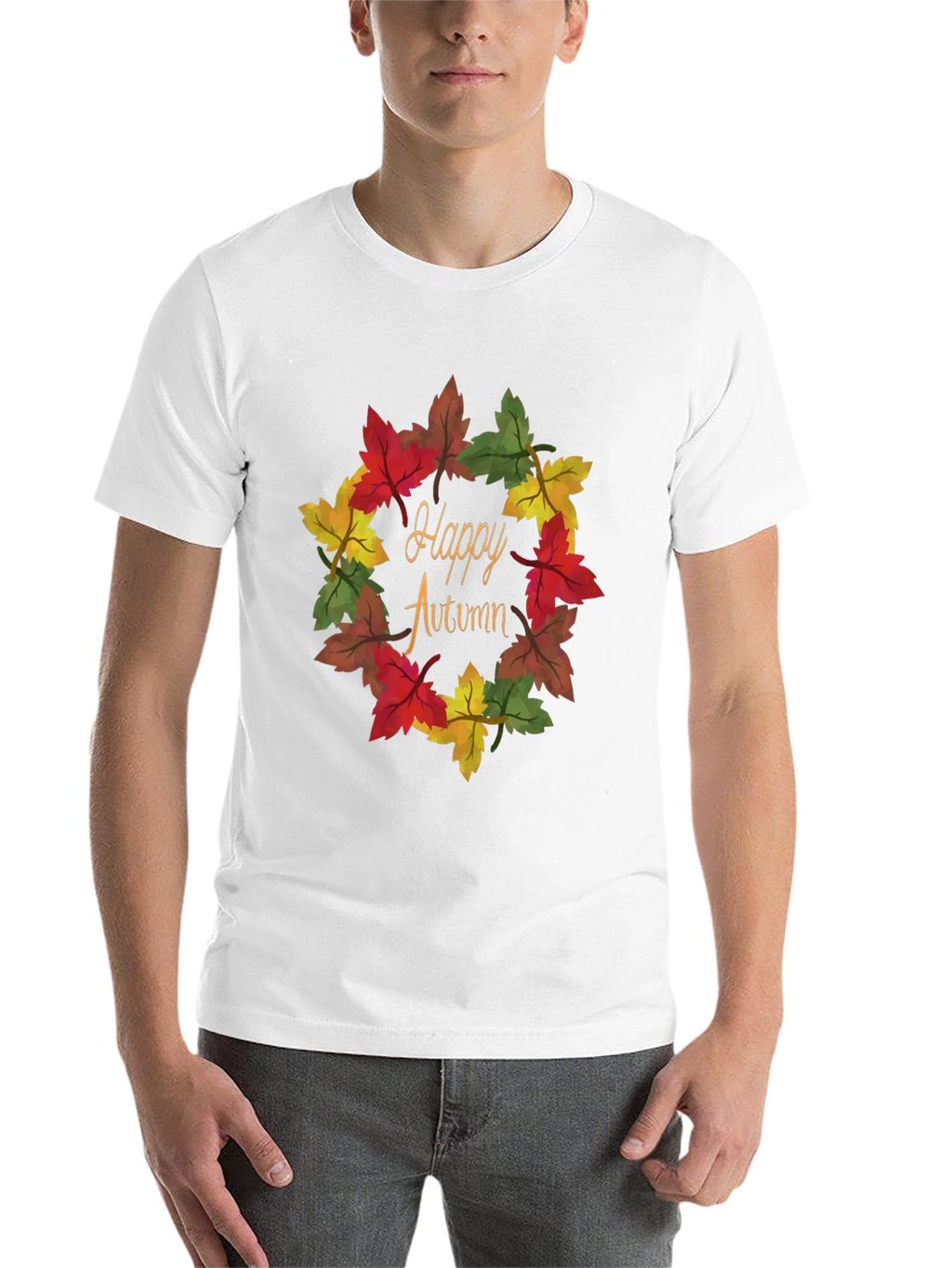 Happy Autumn Leaf Wreath Graphic Tee