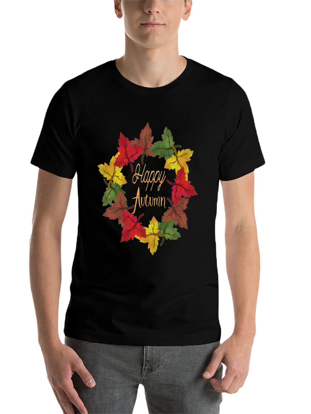 Happy Autumn Leaf Wreath Graphic Tee